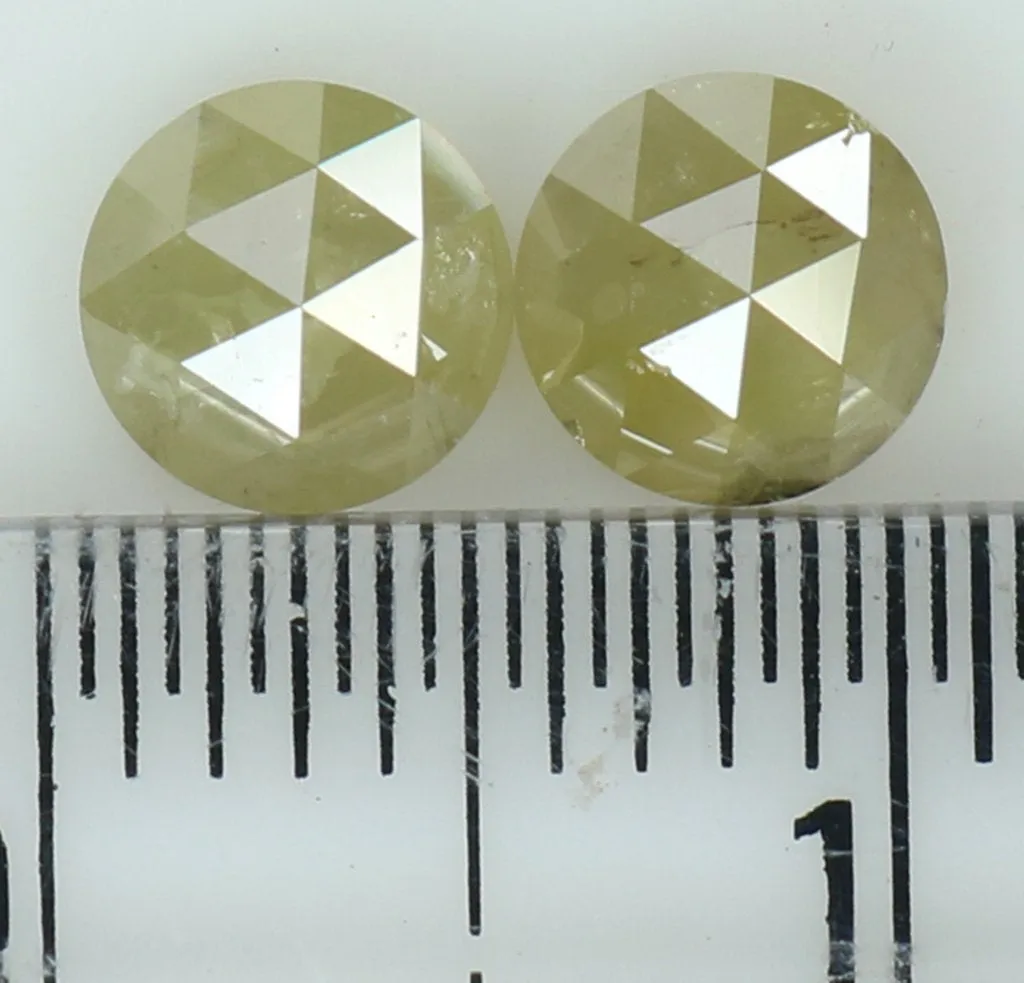 Natural Loose Diamond Round Rose Cut Yellow Grey Color I3 Clarity 2 pcs 1.16 Ct KDL7803