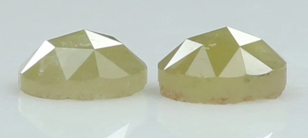 Natural Loose Diamond Round Rose Cut Yellow Grey Color I3 Clarity 2 pcs 1.16 Ct KDL7803