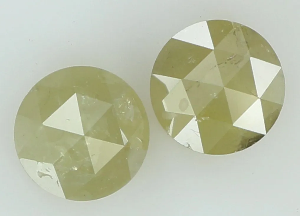 Natural Loose Diamond Round Rose Cut Yellow Grey Color I3 Clarity 2 pcs 1.16 Ct KDL7803