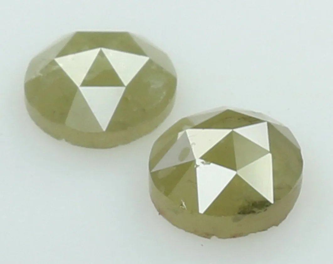 Natural Loose Diamond Round Rose Cut Yellow Grey Color I3 Clarity 2 pcs 1.16 Ct KDL7803