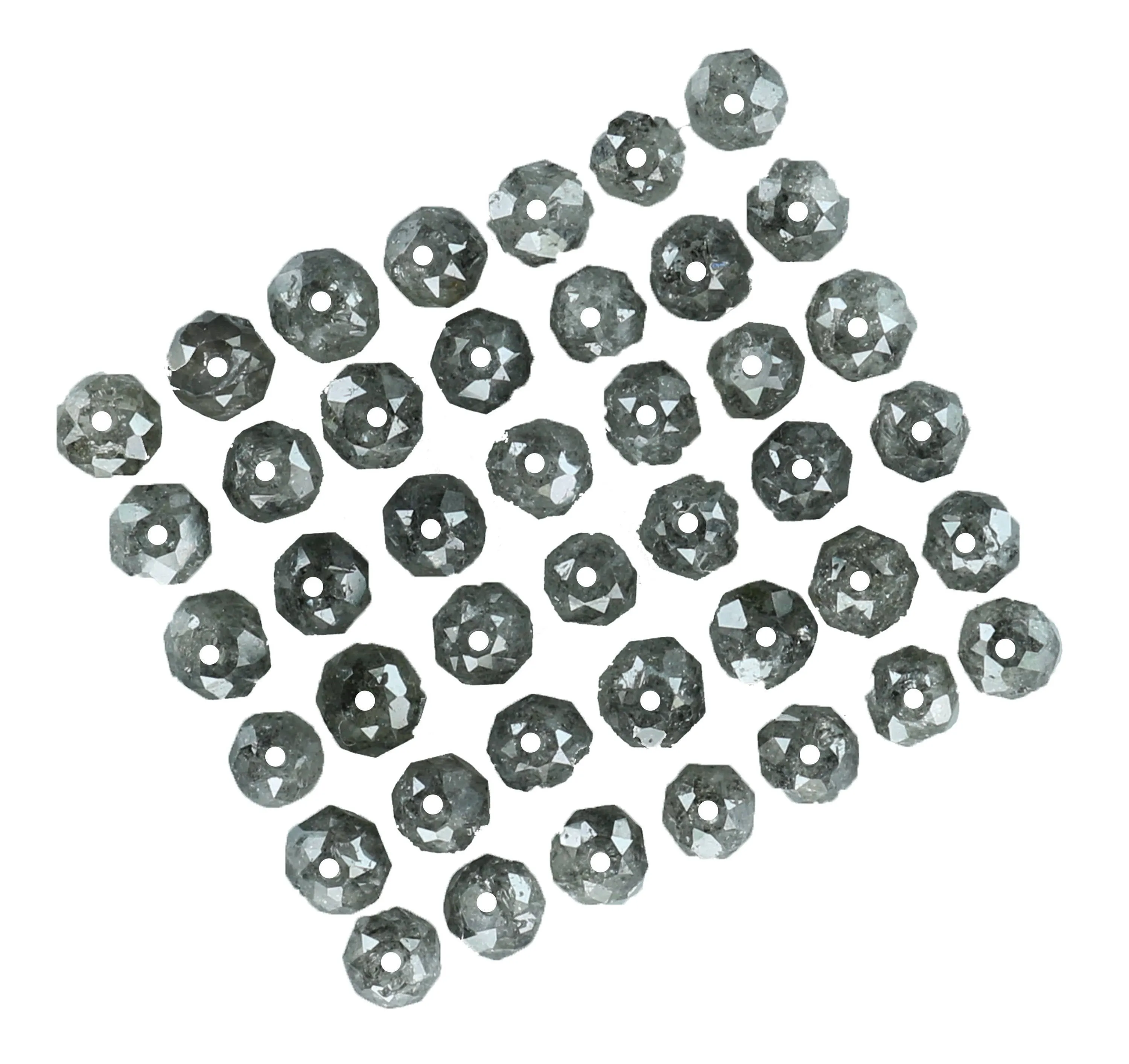 Natural Loose Diamond Round Salt And Pepper Faceted Bead  1.50 to 3.10 MM 1.00 Ct Q53