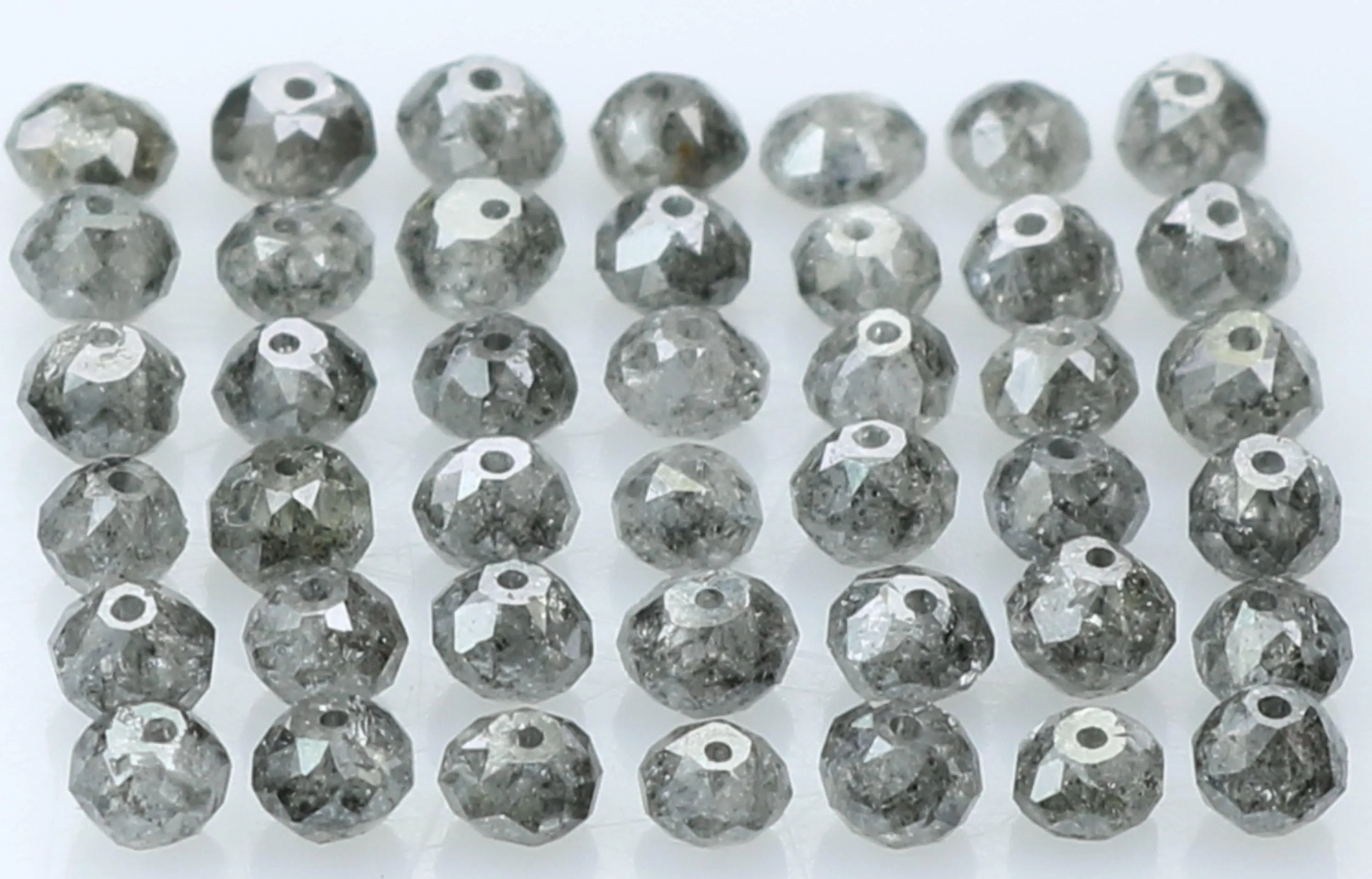 Natural Loose Diamond Round Salt And Pepper Faceted Bead  1.50 to 3.10 MM 1.00 Ct Q53