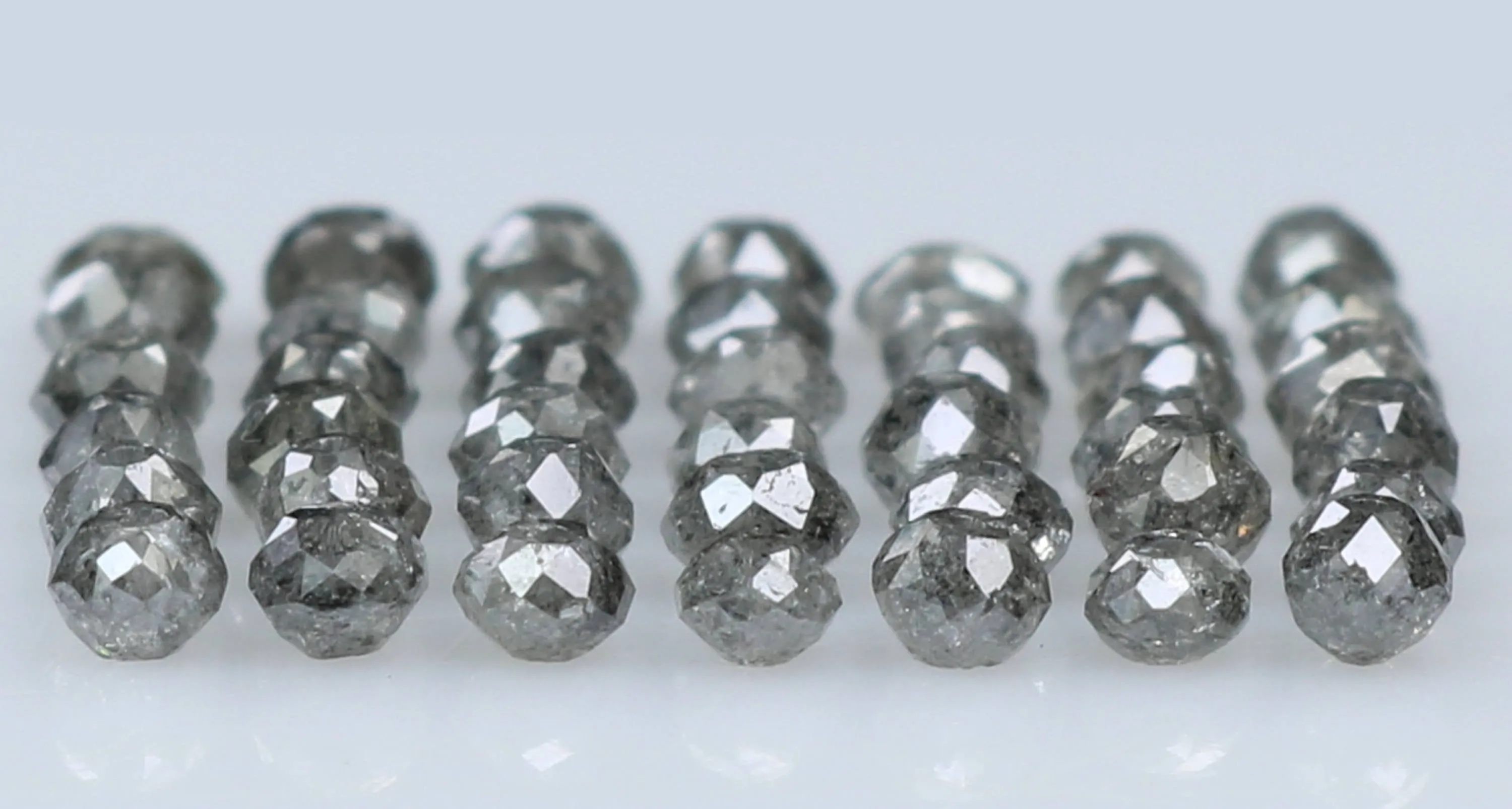 Natural Loose Diamond Round Salt And Pepper Faceted Bead  1.50 to 3.10 MM 1.00 Ct Q53