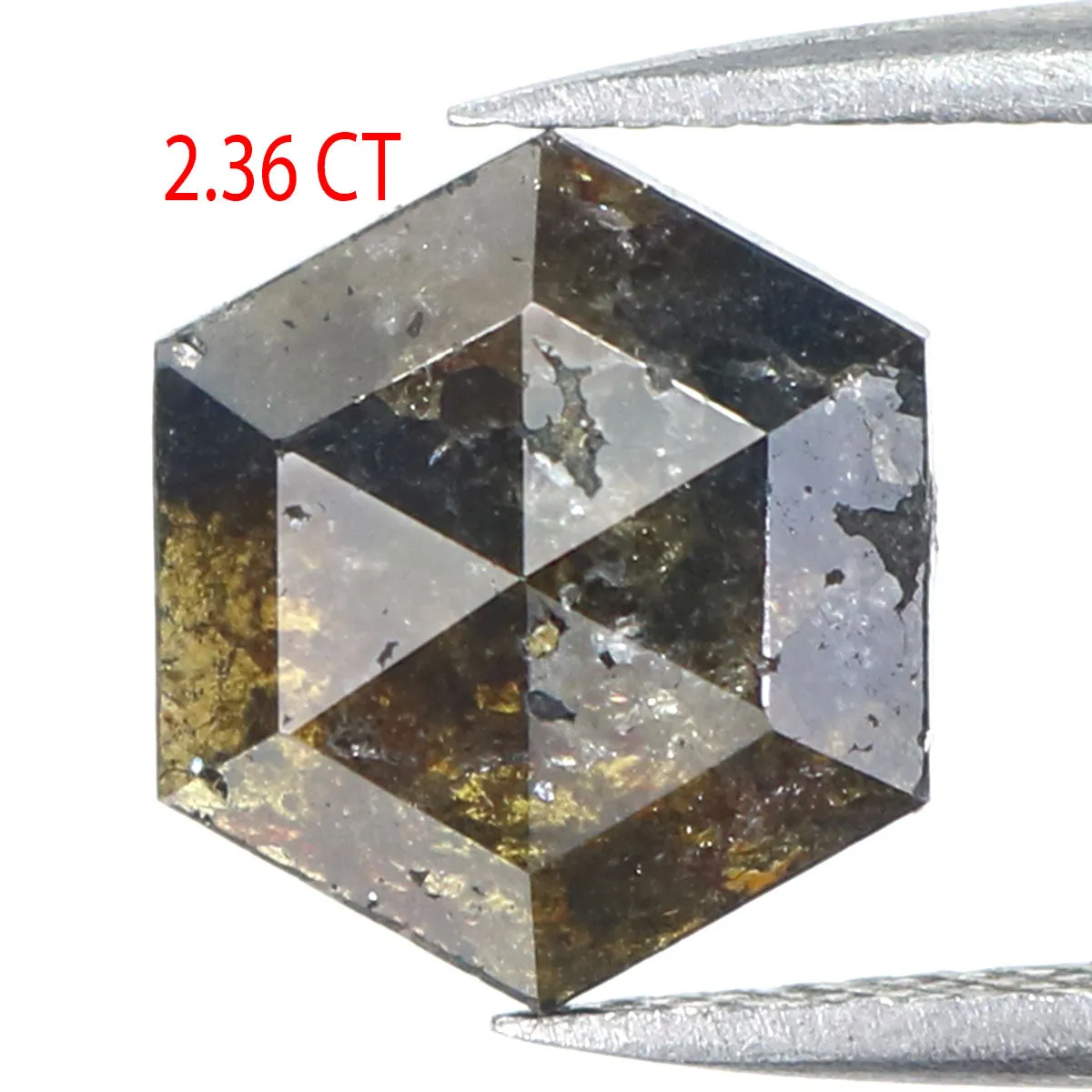 Natural Loose Hexagon Diamond Black Brown Color 2.36 CT 10.47 MM Hexagon Shape Rose Cut Diamond KR1556