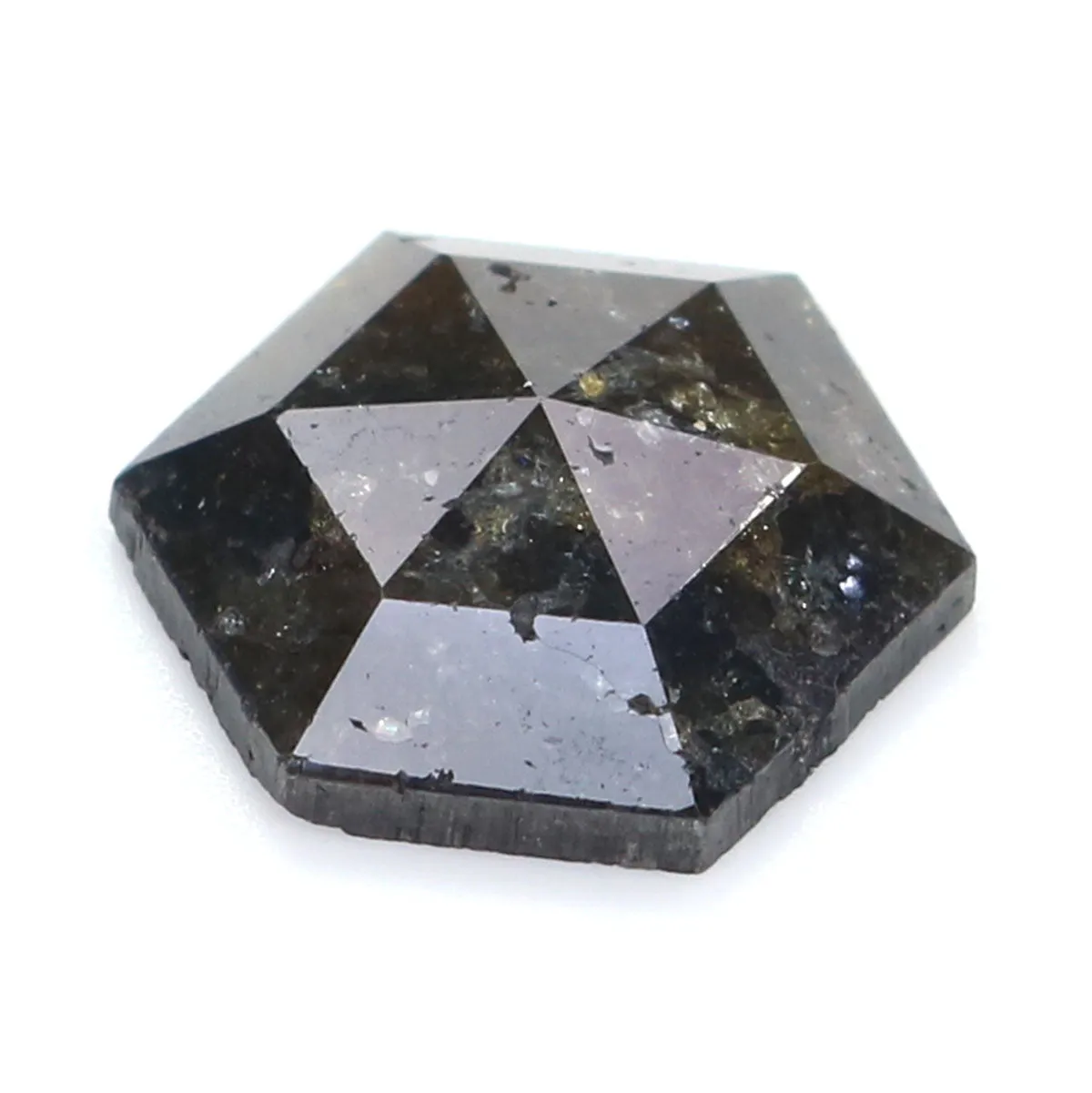 Natural Loose Hexagon Diamond Black Brown Color 2.36 CT 10.47 MM Hexagon Shape Rose Cut Diamond KR1556