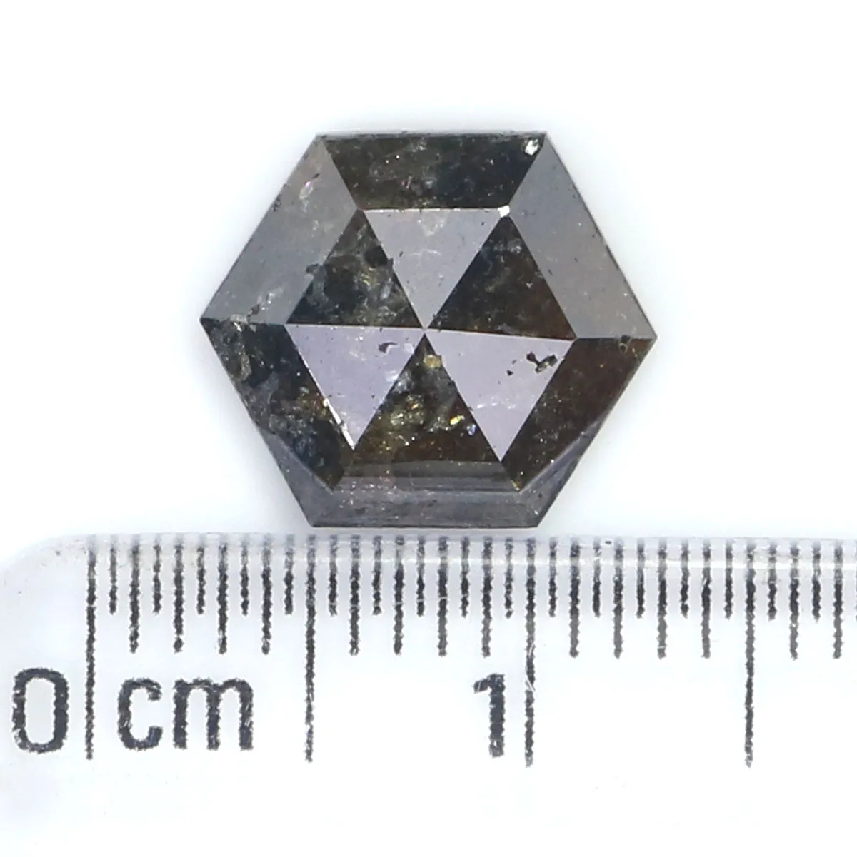 Natural Loose Hexagon Diamond Black Brown Color 2.36 CT 10.47 MM Hexagon Shape Rose Cut Diamond KR1556