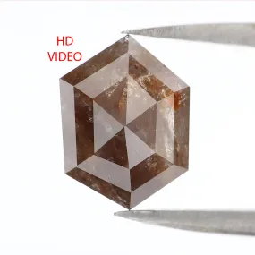 Natural Loose Hexagon Diamond Brown Black Color 2.69 CT 10.20 MM Hexagon Shape Rose Cut Diamond L6623