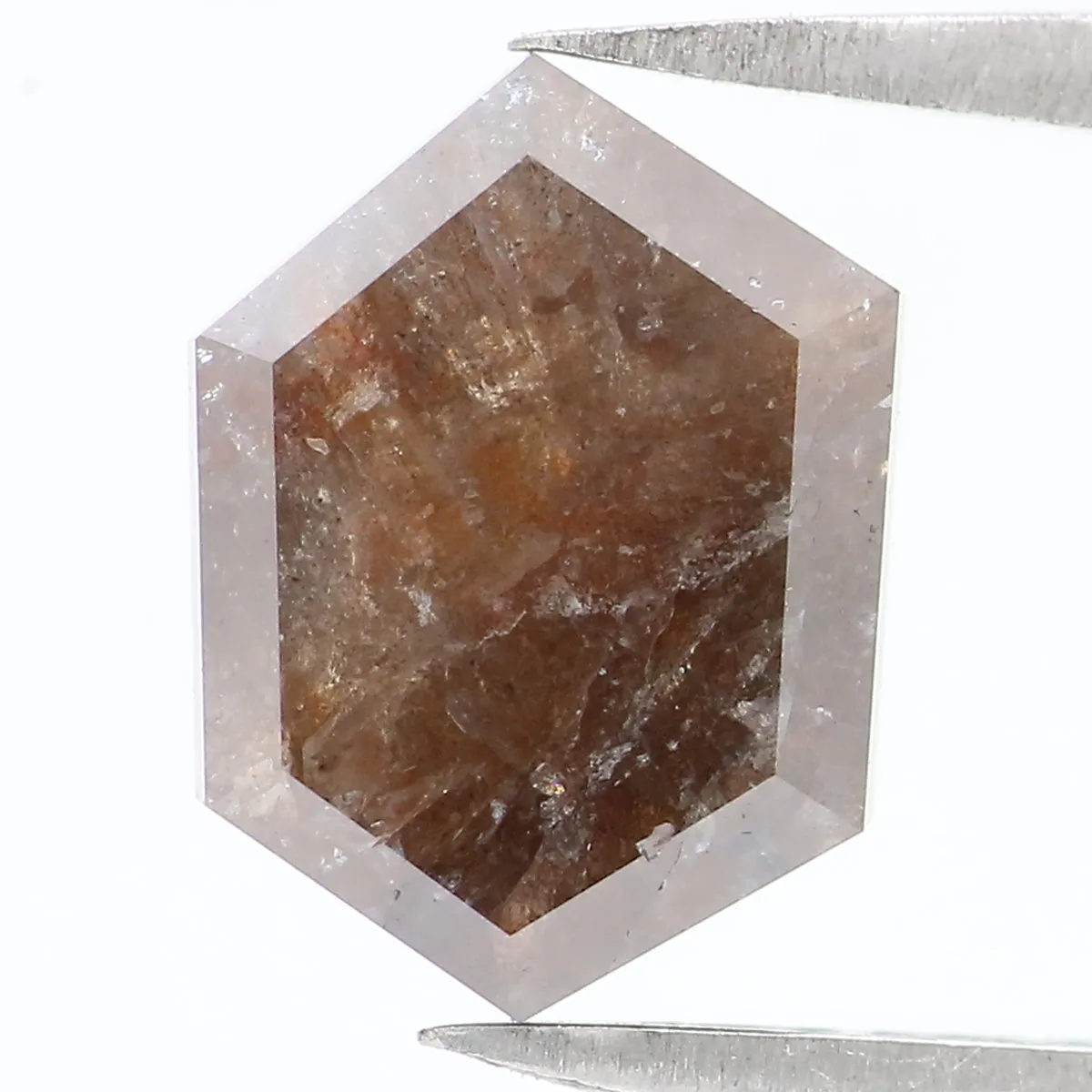 Natural Loose Hexagon Diamond Brown Black Color 2.69 CT 10.20 MM Hexagon Shape Rose Cut Diamond L6623