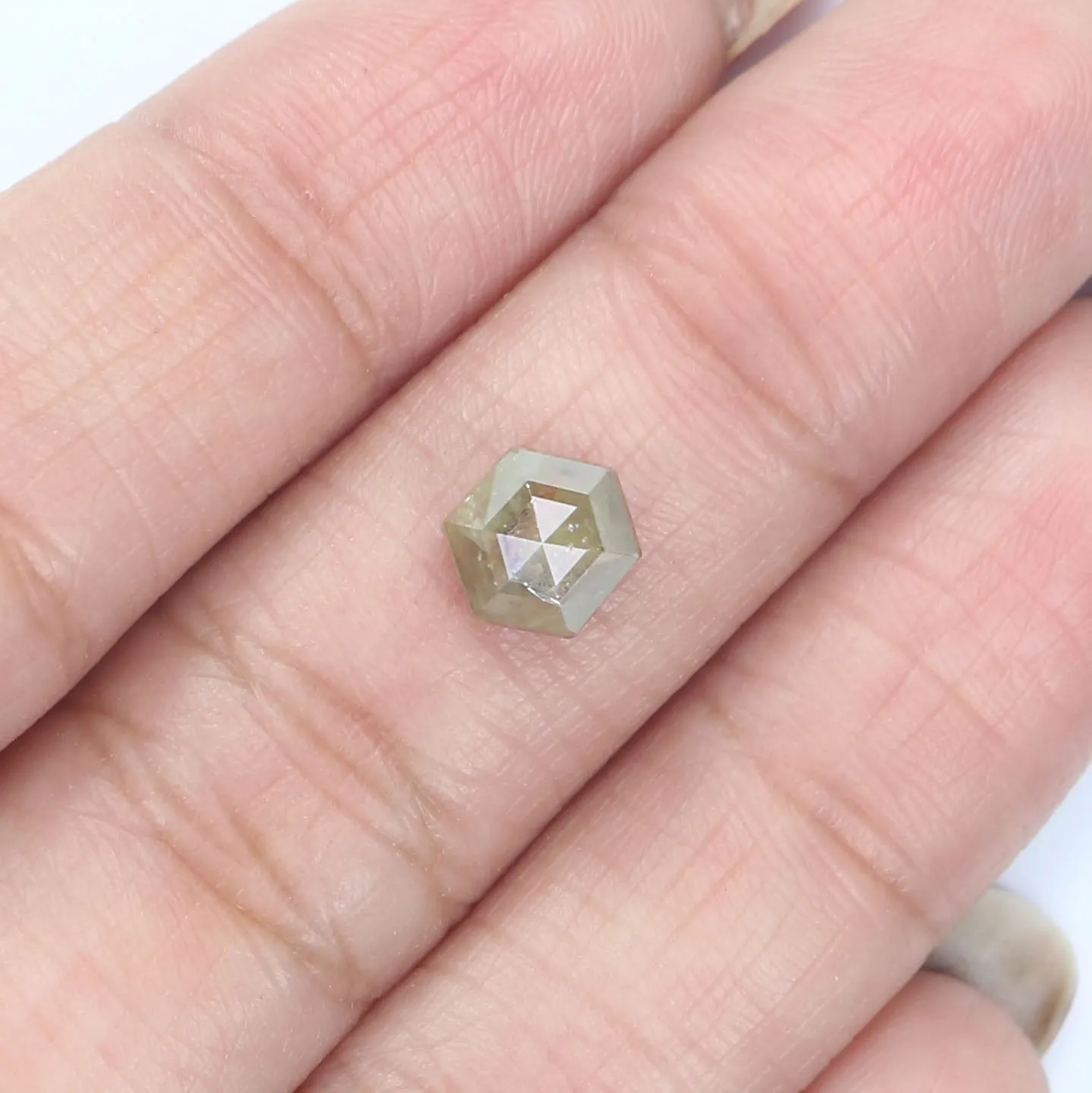 Natural Loose Hexagon Diamond Grey Yellow Color 1.64 CT 7.00 MM Hexagon Shape Rose Cut Diamond L7190