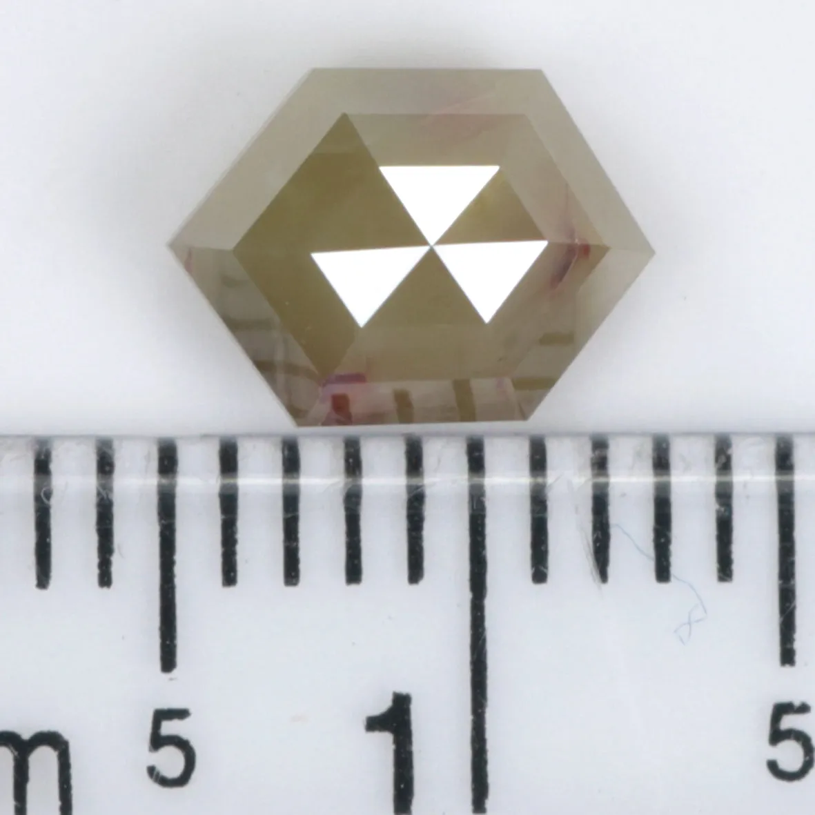 Natural Loose Hexagon Gray Green Color Diamond 1.64 CT 7.80 MM Hexagon Shape Rose Cut Diamond L7812