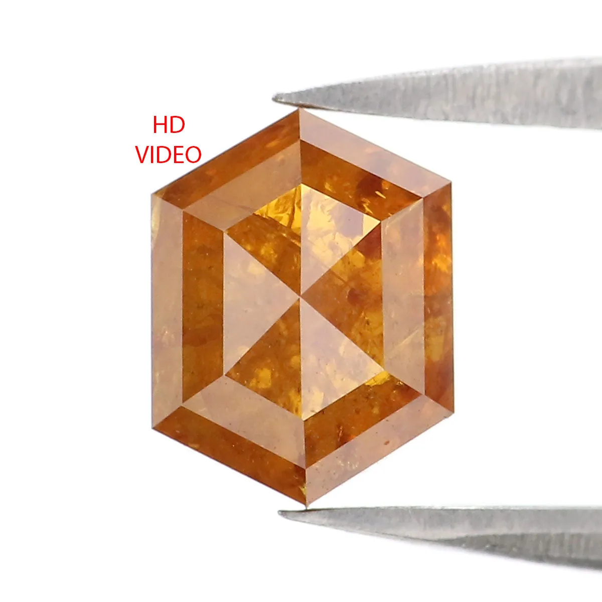 Natural Loose Hexagon Yellow Brown Color Diamond 1.36 CT 7.46 MM Hexagon Shape Rose Cut Diamond L2502