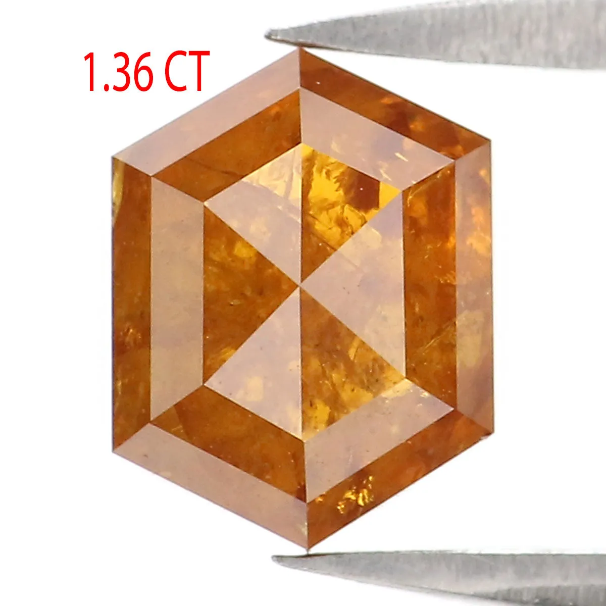 Natural Loose Hexagon Yellow Brown Color Diamond 1.36 CT 7.46 MM Hexagon Shape Rose Cut Diamond L2502