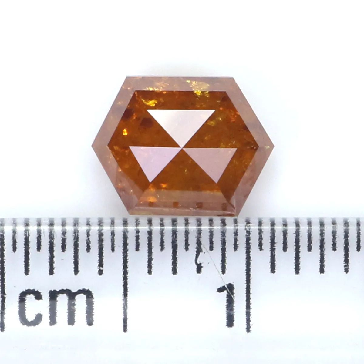 Natural Loose Hexagon Yellow Brown Color Diamond 1.36 CT 7.46 MM Hexagon Shape Rose Cut Diamond L2502