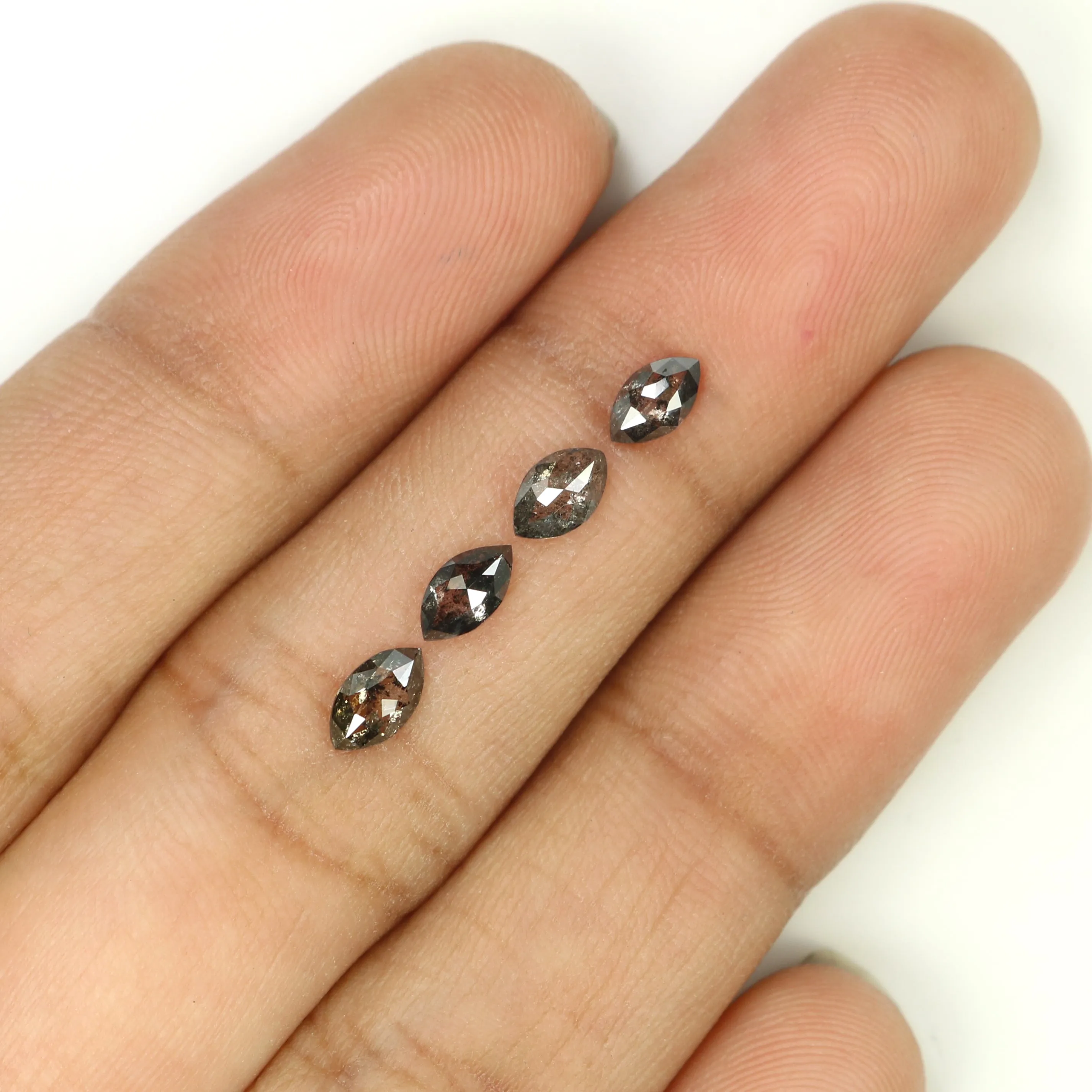 Natural Loose Marquise Salt And Pepper Diamond Black Grey Color 0.90 CT 5.25 MM Marquise Shape Rose Cut Diamond KDL1315