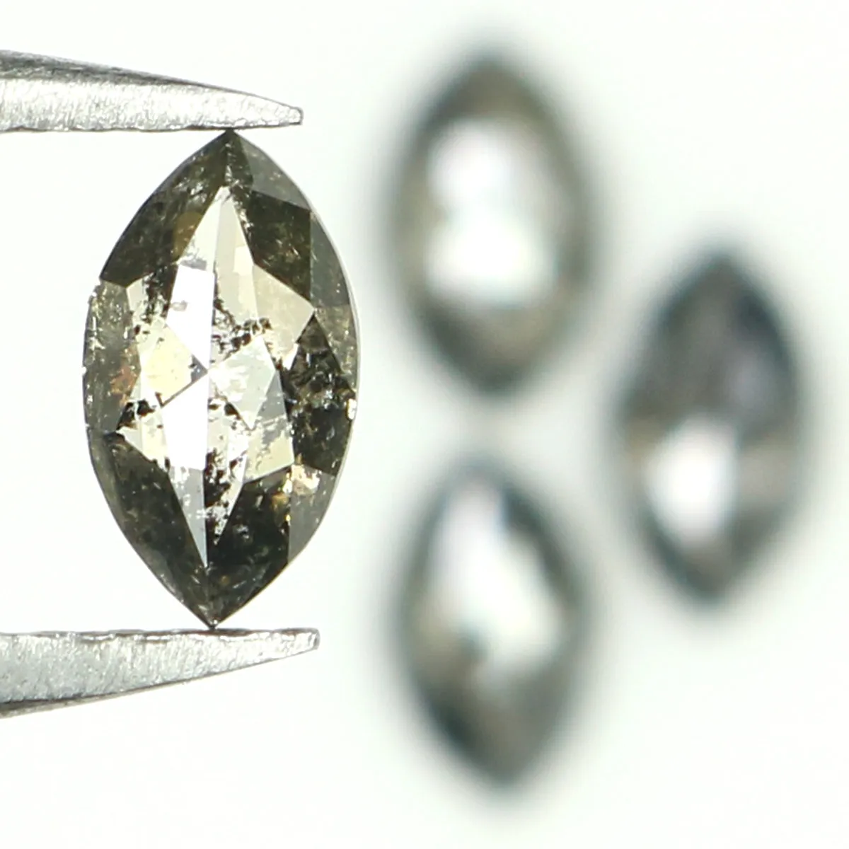 Natural Loose Marquise Salt And Pepper Diamond Black Grey Color 0.90 CT 5.25 MM Marquise Shape Rose Cut Diamond KDL1315