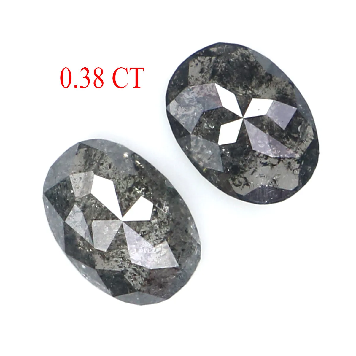 Natural Loose Oval Diamond, Salt And Pepper Oval Diamond, Natural Loose Diamond, Oval Rose Cut Diamond, 0.38 CT Oval Shape Diamo