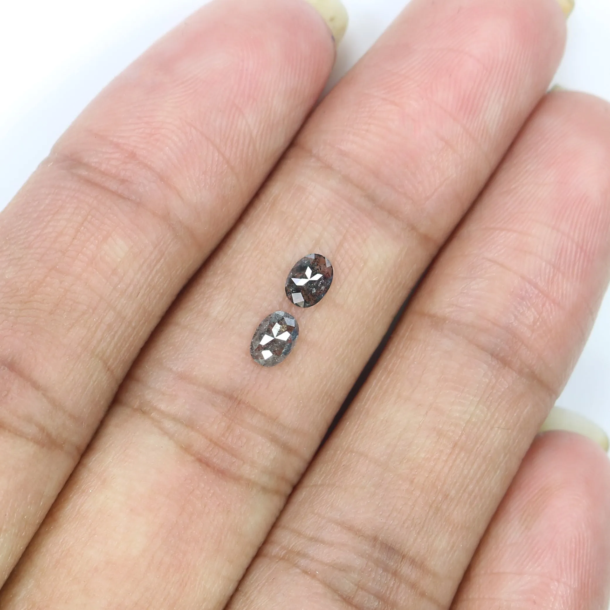 Natural Loose Oval Diamond, Salt And Pepper Oval Diamond, Natural Loose Diamond, Oval Rose Cut Diamond, 0.38 CT Oval Shape Diamo