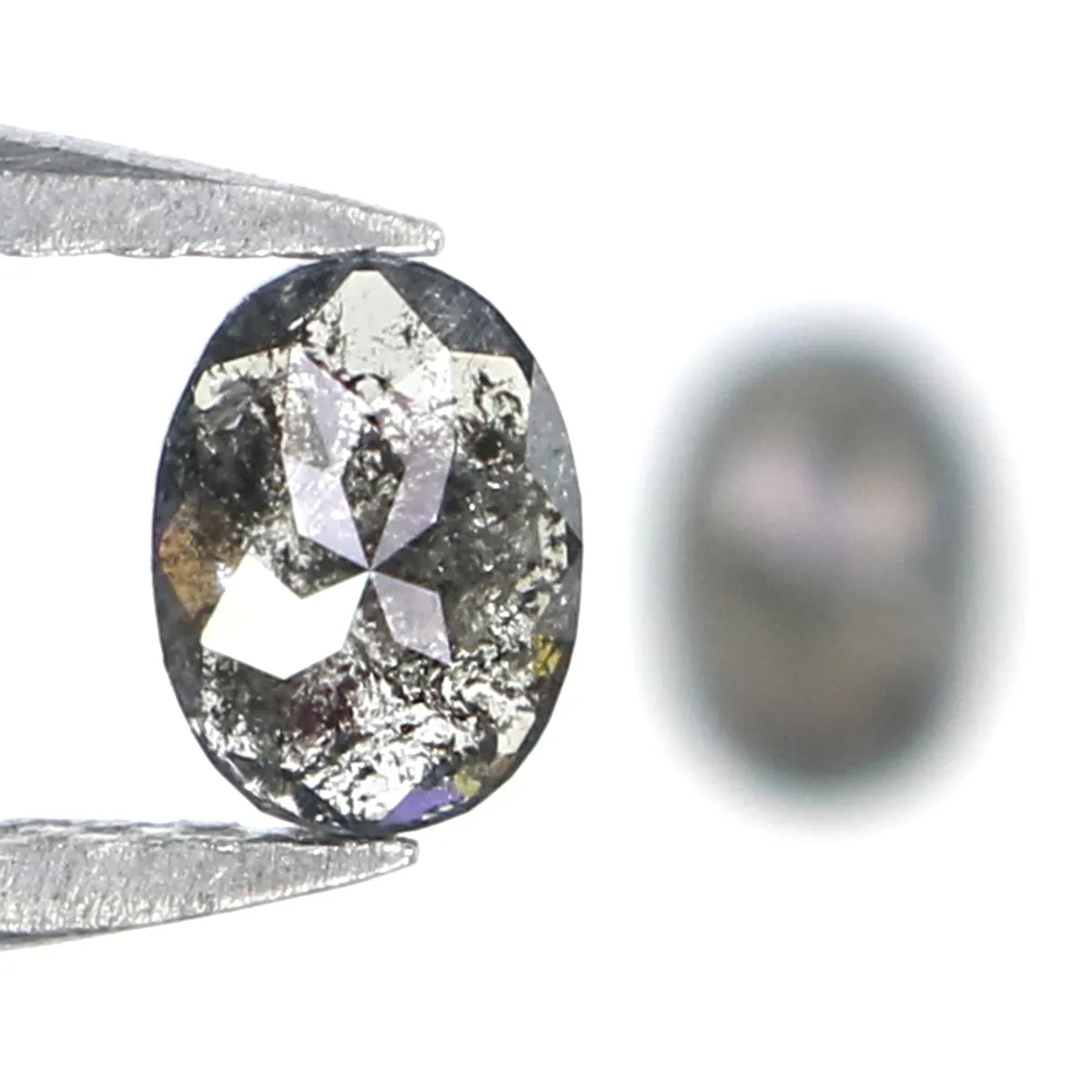 Natural Loose Oval Diamond, Salt And Pepper Oval Diamond, Natural Loose Diamond, Oval Rose Cut Diamond, 0.38 CT Oval Shape Diamo