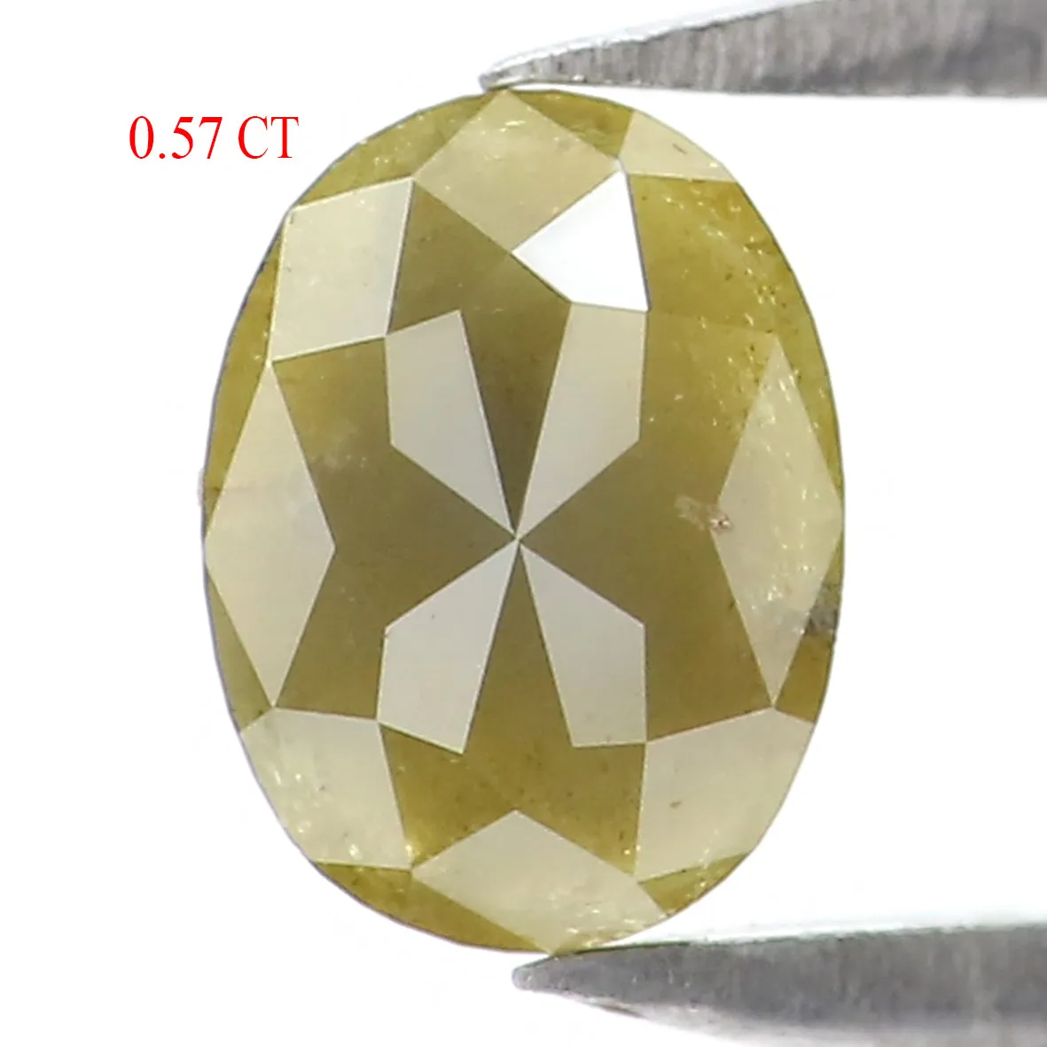 Natural Loose Oval Yellow Green Color Diamond 0.57 CT 5.70 MM Oval Shape Rose Cut Diamond KR2475