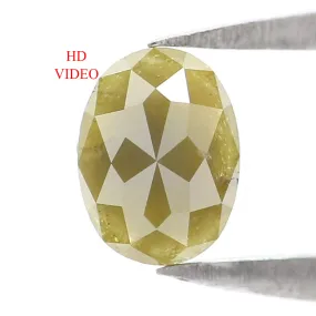 Natural Loose Oval Yellow Green Color Diamond 0.57 CT 5.70 MM Oval Shape Rose Cut Diamond KR2475