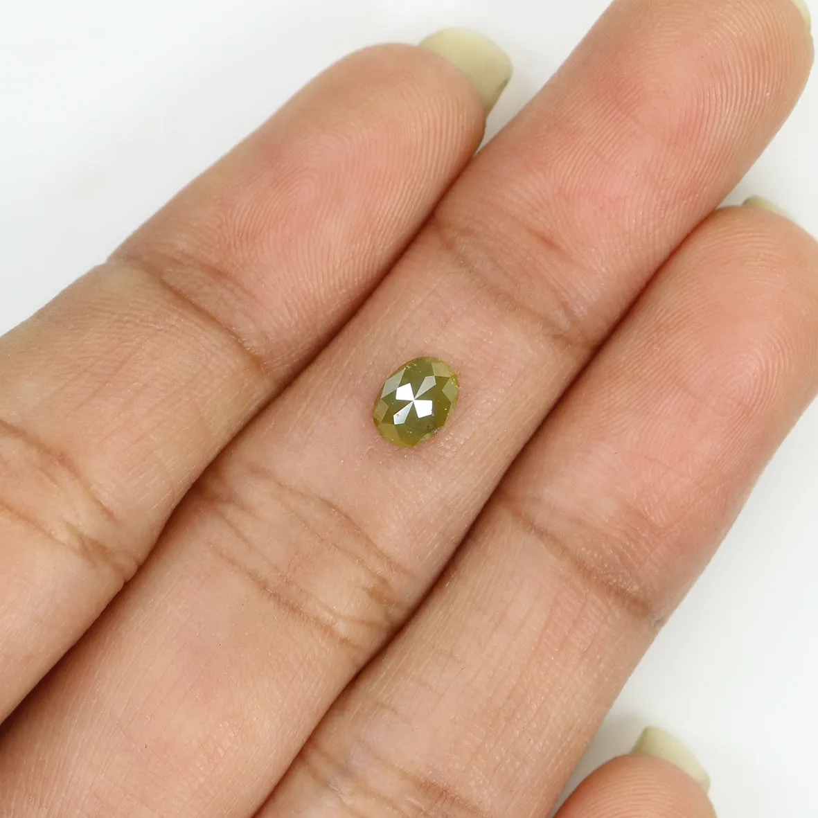 Natural Loose Oval Yellow Green Color Diamond 0.57 CT 5.70 MM Oval Shape Rose Cut Diamond KR2475