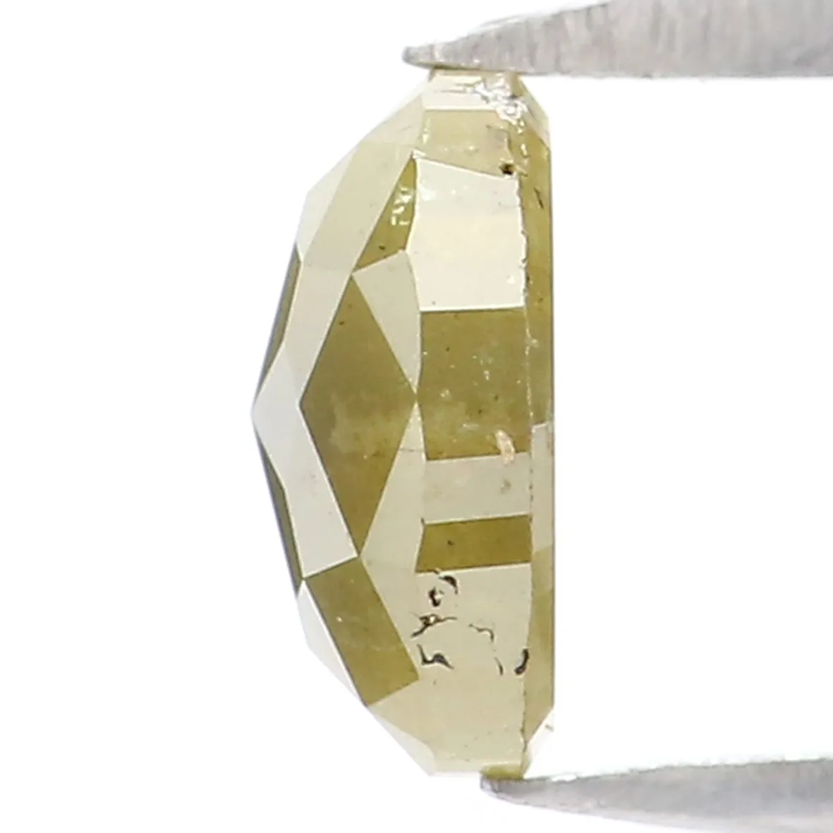 Natural Loose Oval Yellow Green Color Diamond 0.57 CT 5.70 MM Oval Shape Rose Cut Diamond KR2475