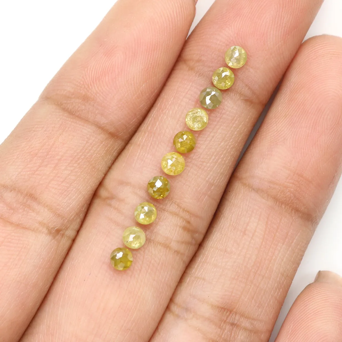 Natural Loose Rose Cut Green Yellow Color Diamond 1.47 CT 2.90 MM Rose Cut Shape Diamond L9243