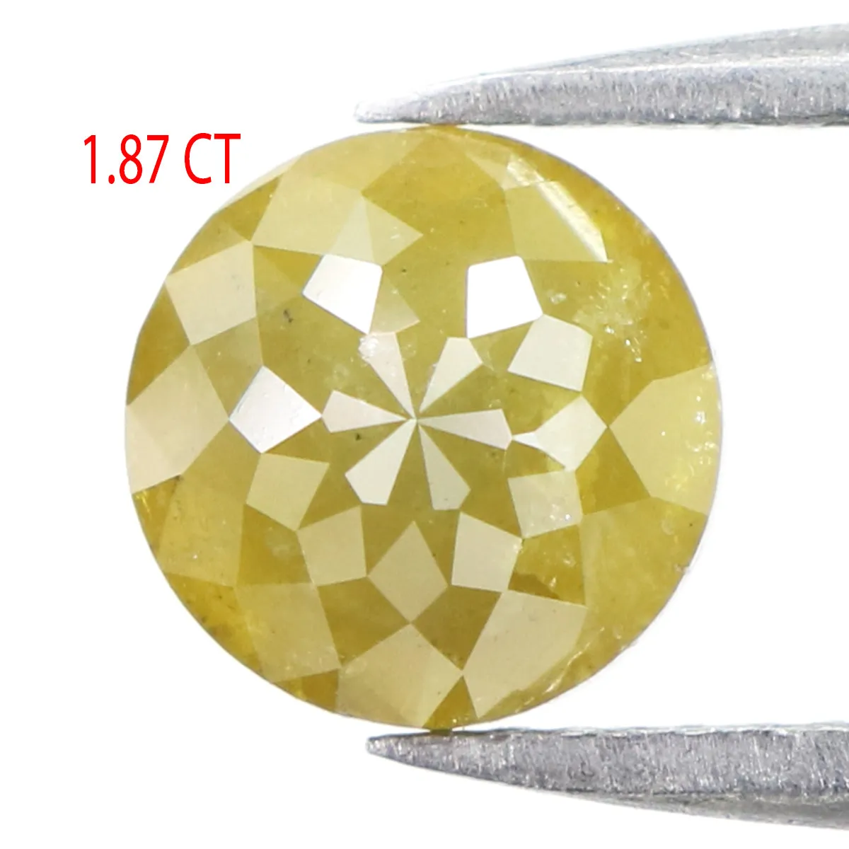 Natural Loose Rose Cut Green Yellow Color Diamond 1.87 CT 6.75 MM Round Rose Cut Shape Diamond L9857