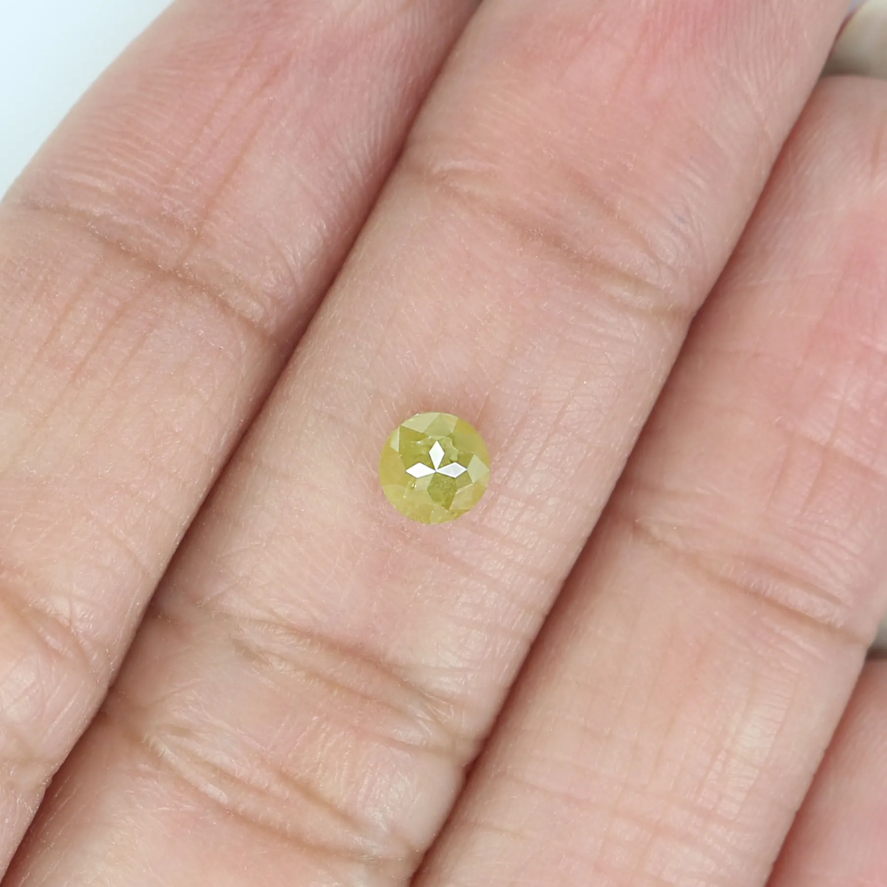 Natural Loose Rose Cut Yellow Green Diamond Color 0.55 CT 4.40 MM Round Rose Cut Shape Diamond KR1094