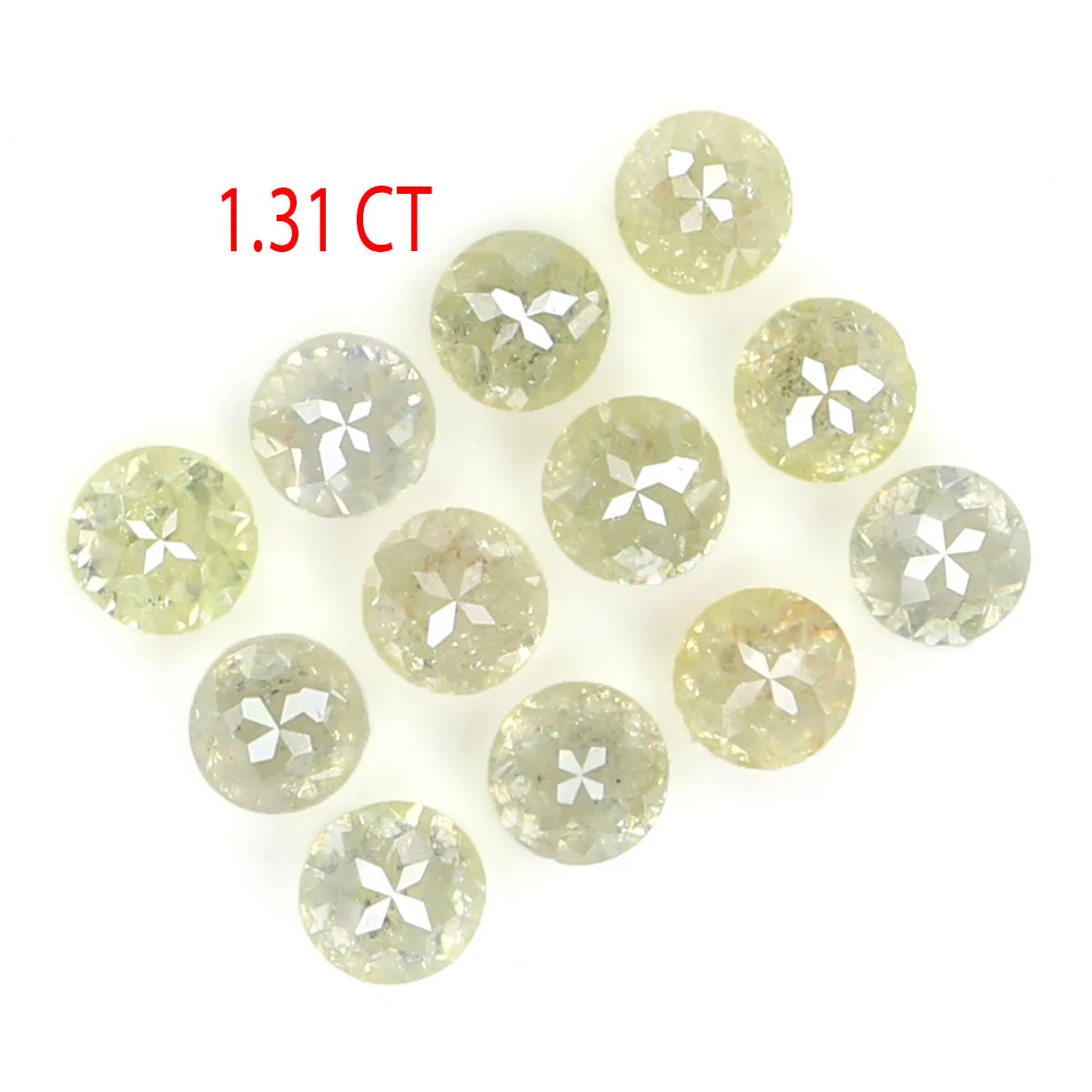 Natural Loose Round Rose Cut Light Yellow Color Diamond 1.31 CT 2.70 MM Round Rose Cut Shape Diamond L5628