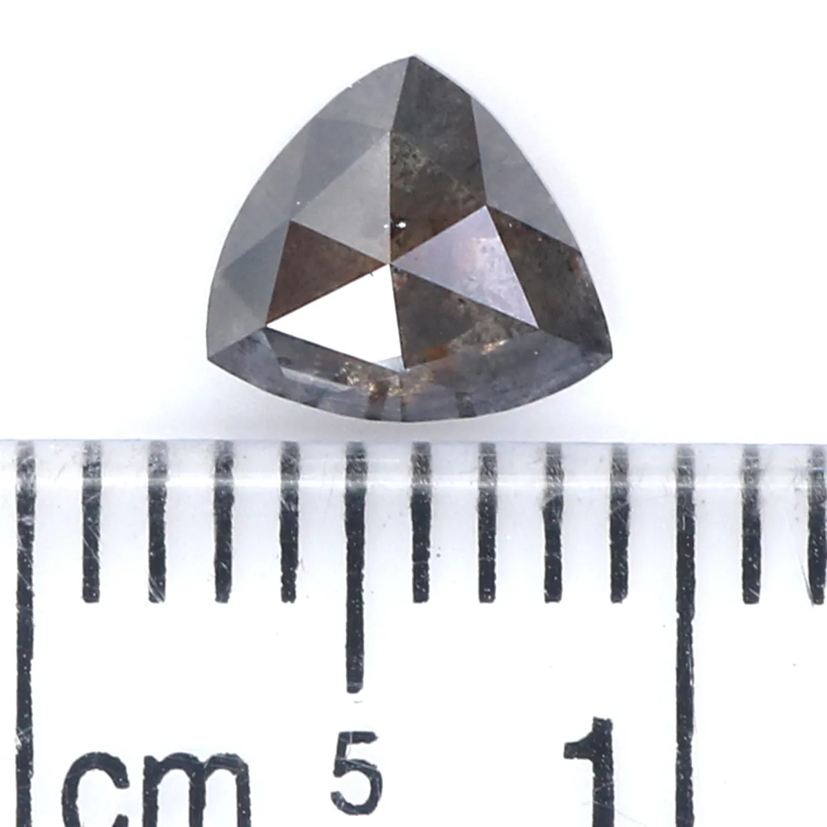 Natural Loose Triangle Salt And Pepper Diamond Black Grey Color 0.71 CT 6.05 MM Triangle Shape Rose Cut Diamond L8205