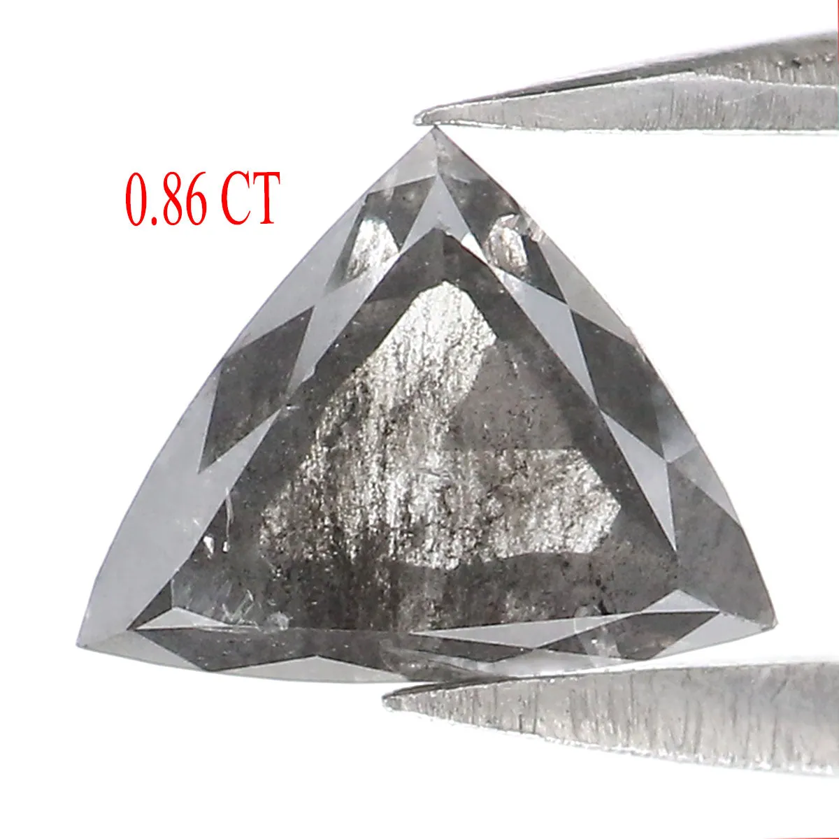 Natural Loose Triangle Salt And Pepper Diamond Black Grey Color 0.86 CT 6.60 MM Triangle Shape Rose Cut Diamond L8321