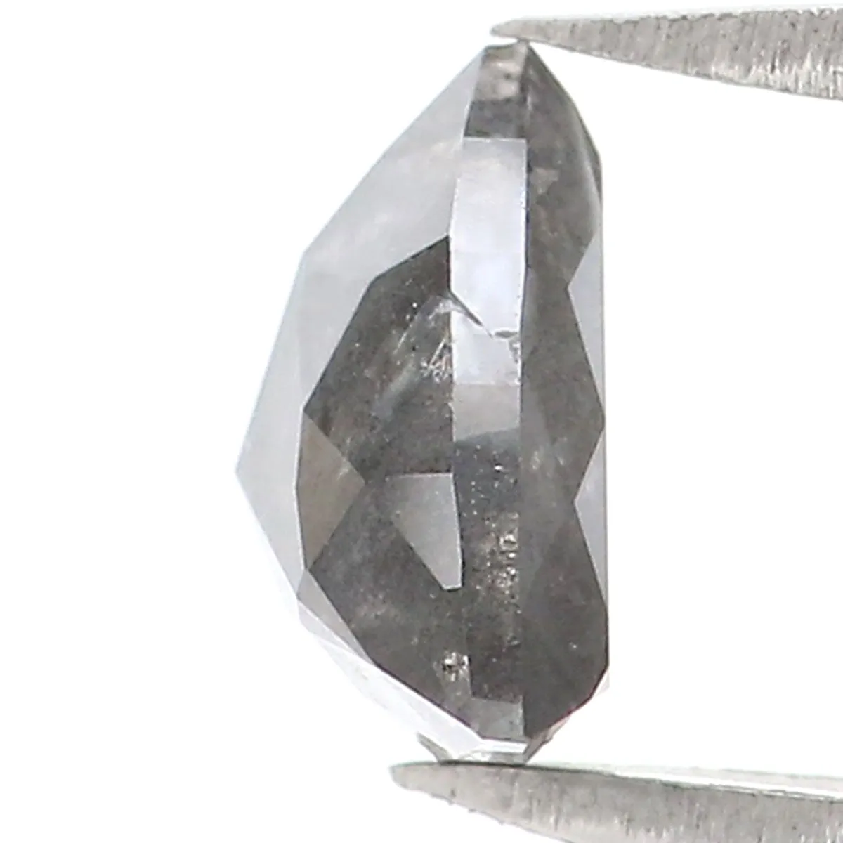 Natural Loose Triangle Salt And Pepper Diamond Black Grey Color 0.86 CT 6.60 MM Triangle Shape Rose Cut Diamond L8321