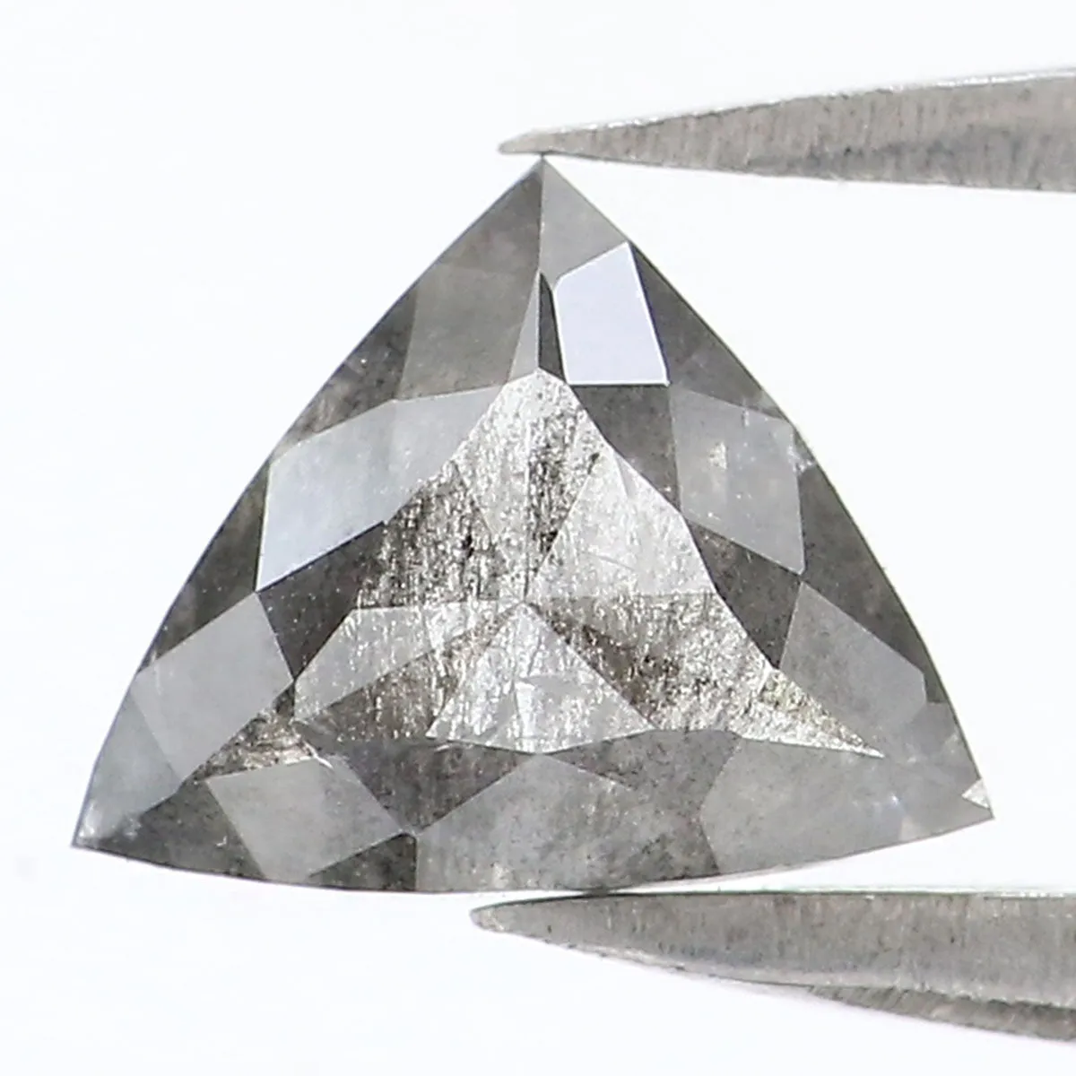 Natural Loose Triangle Salt And Pepper Diamond Black Grey Color 0.86 CT 6.60 MM Triangle Shape Rose Cut Diamond L8321