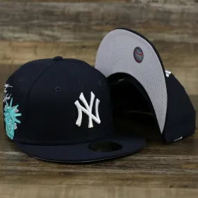 New York Yankees Lady Liberty Cloud Icon Side Patch Gray Bottom 59Fifty Fitted Cap | Navy Blue 59Fifty Cap