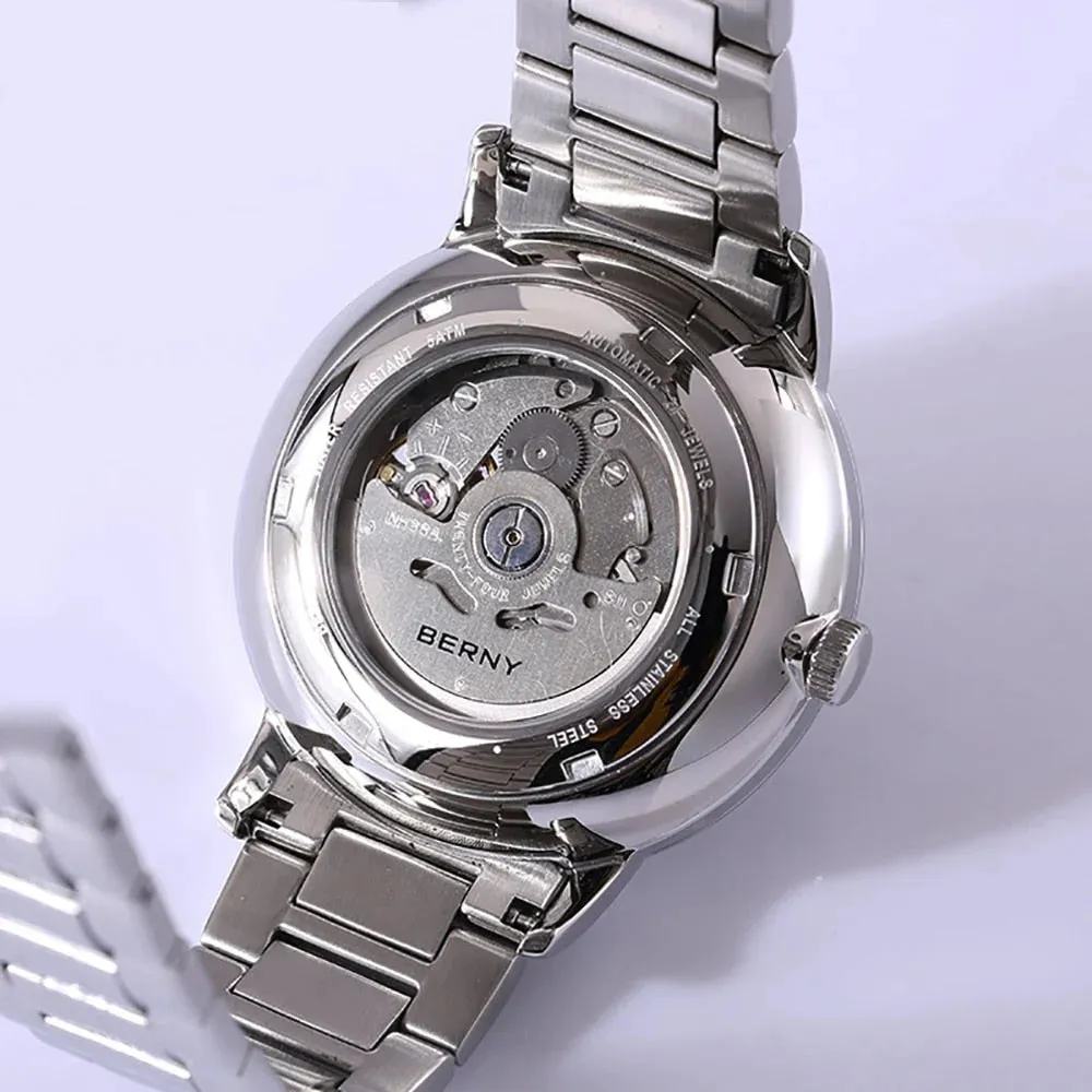 NH38 Automatic Watch for Men Mechanical Wristwatch Skeleton Luxury Sapphire Dress Clock Exhibition