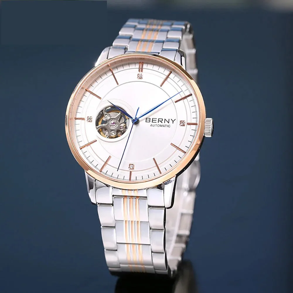 NH38 Automatic Watch for Men Mechanical Wristwatch Skeleton Luxury Sapphire Dress Clock Exhibition