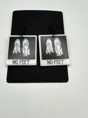 No feet Polaroid acrylic earrings double sided, Beetlejuice