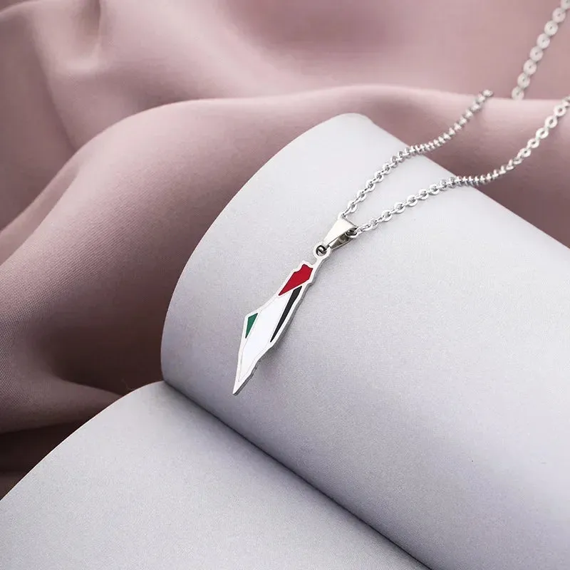 Pendant Necklace Stainless Steel Neck Chain Geography Jewelry