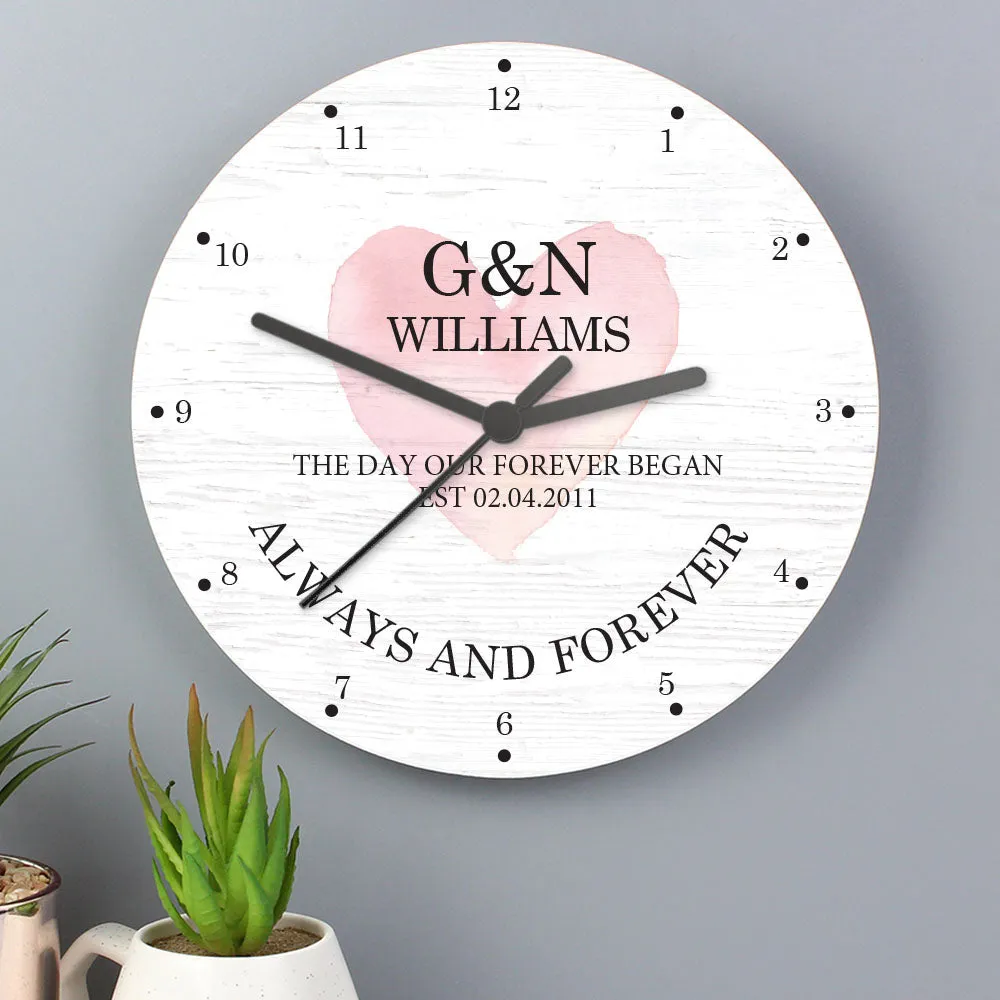 Personalised Couples Wooden Clock