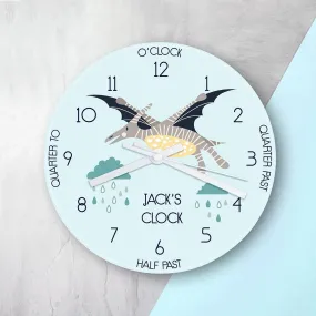 Personalised Kids Pterodactyl Glass Clock