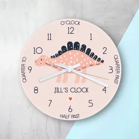 Personalised Kids Stegosaurus Glass Clock