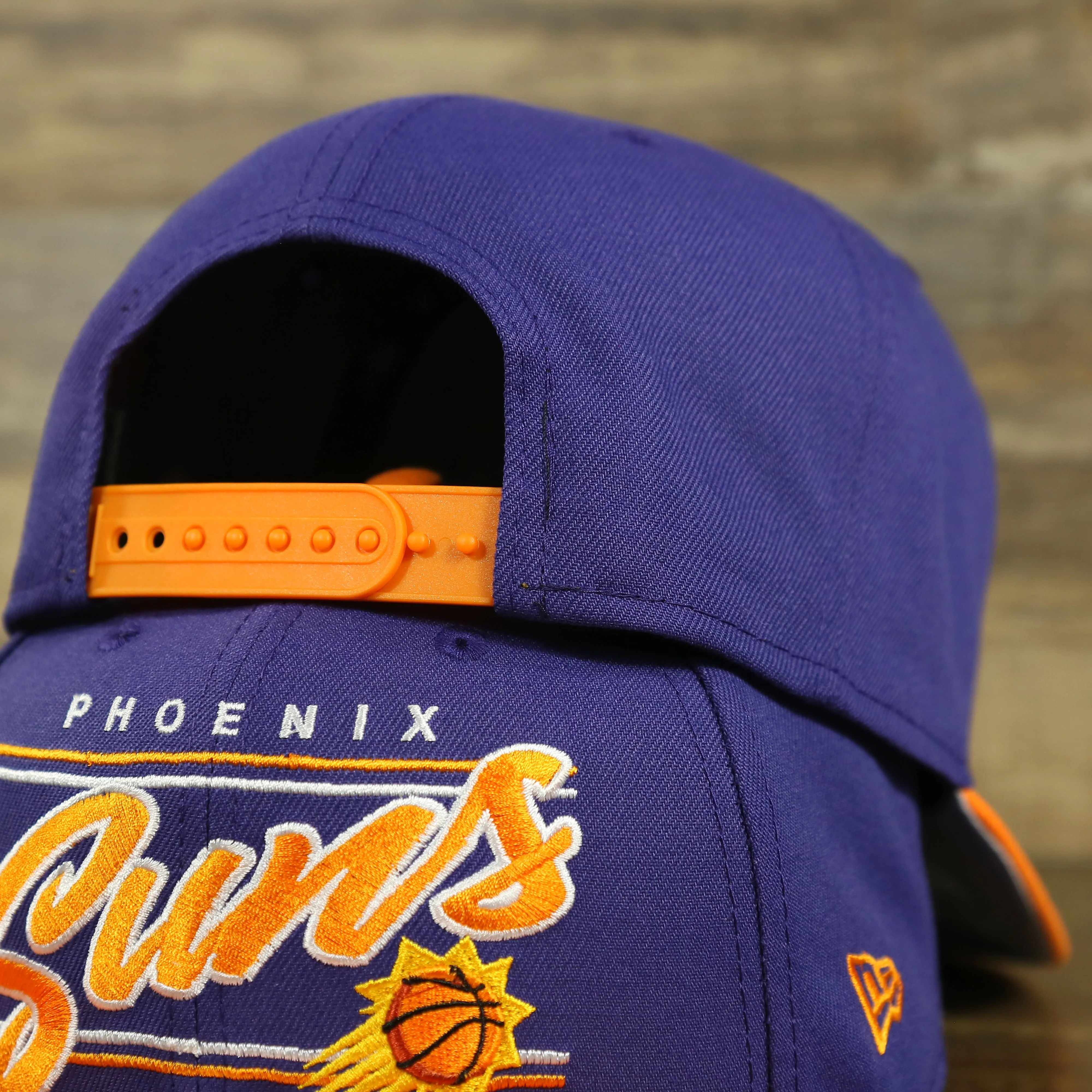 Phoenix Suns Team Script College Bar 9Fifty Snapback Hat | Purple/Orange Suns 950 Snap Cap