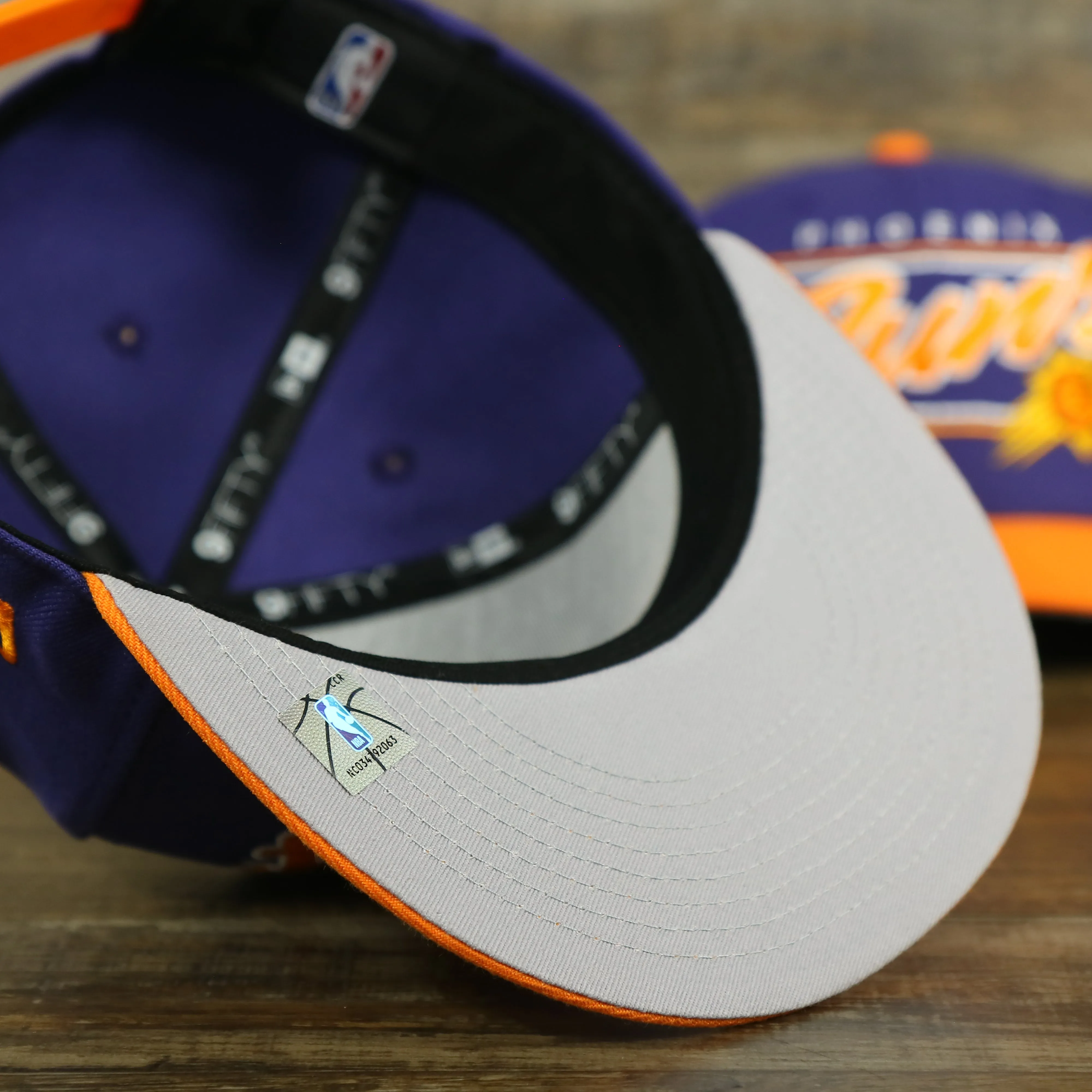 Phoenix Suns Team Script College Bar 9Fifty Snapback Hat | Purple/Orange Suns 950 Snap Cap