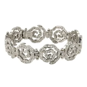 Platinum & Pave Diamond Ribbon Swirl Bracelet (2.0 tcw)