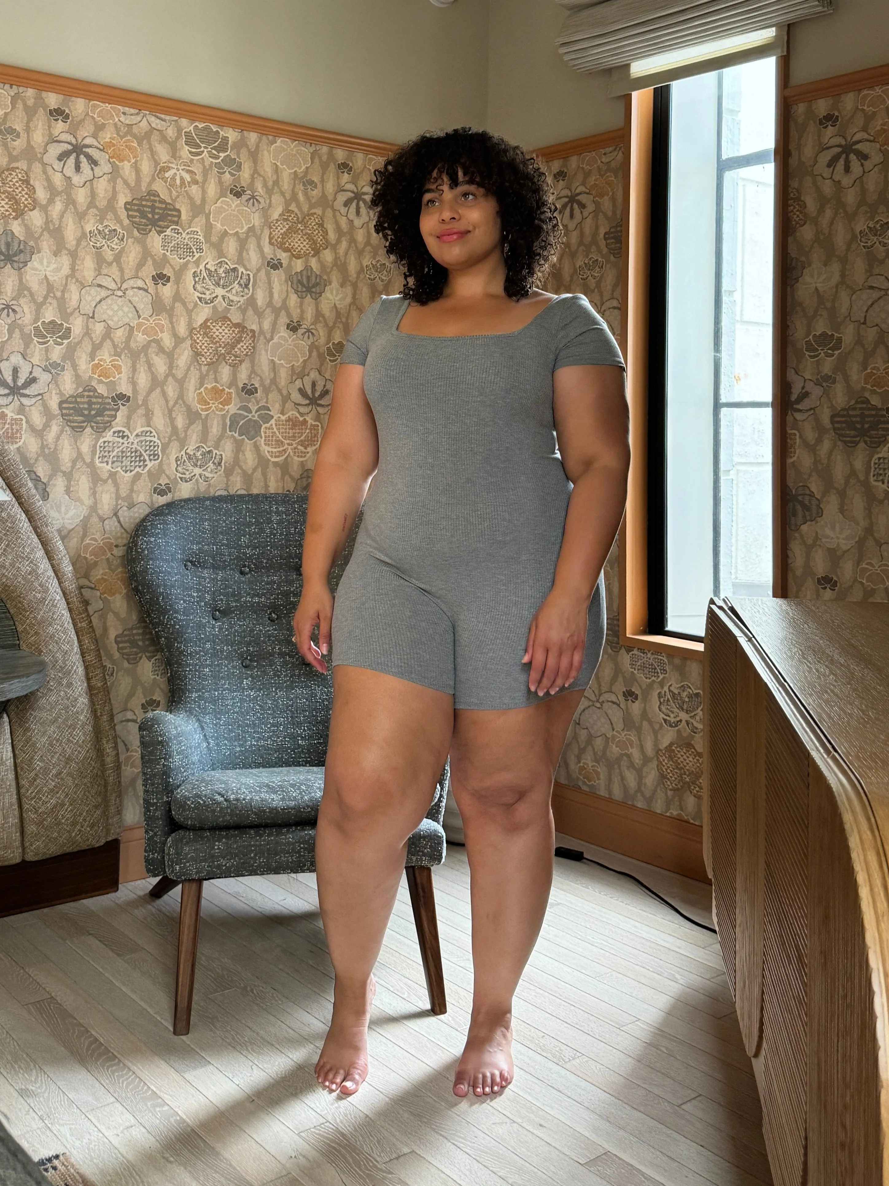 Plus Size Square Neck Onesie Romper