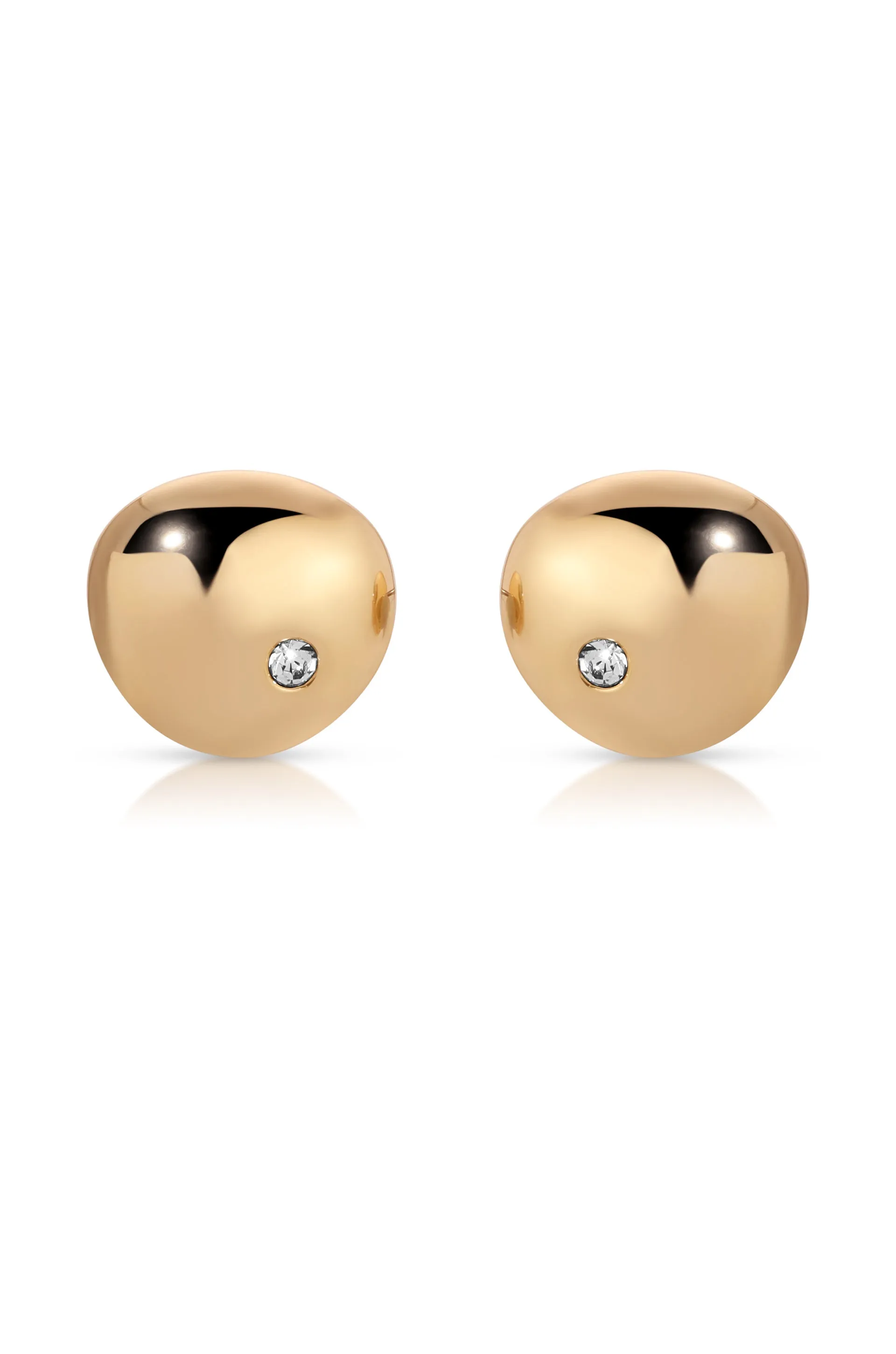 Polished Pebble Single Crystal Stud Earrings