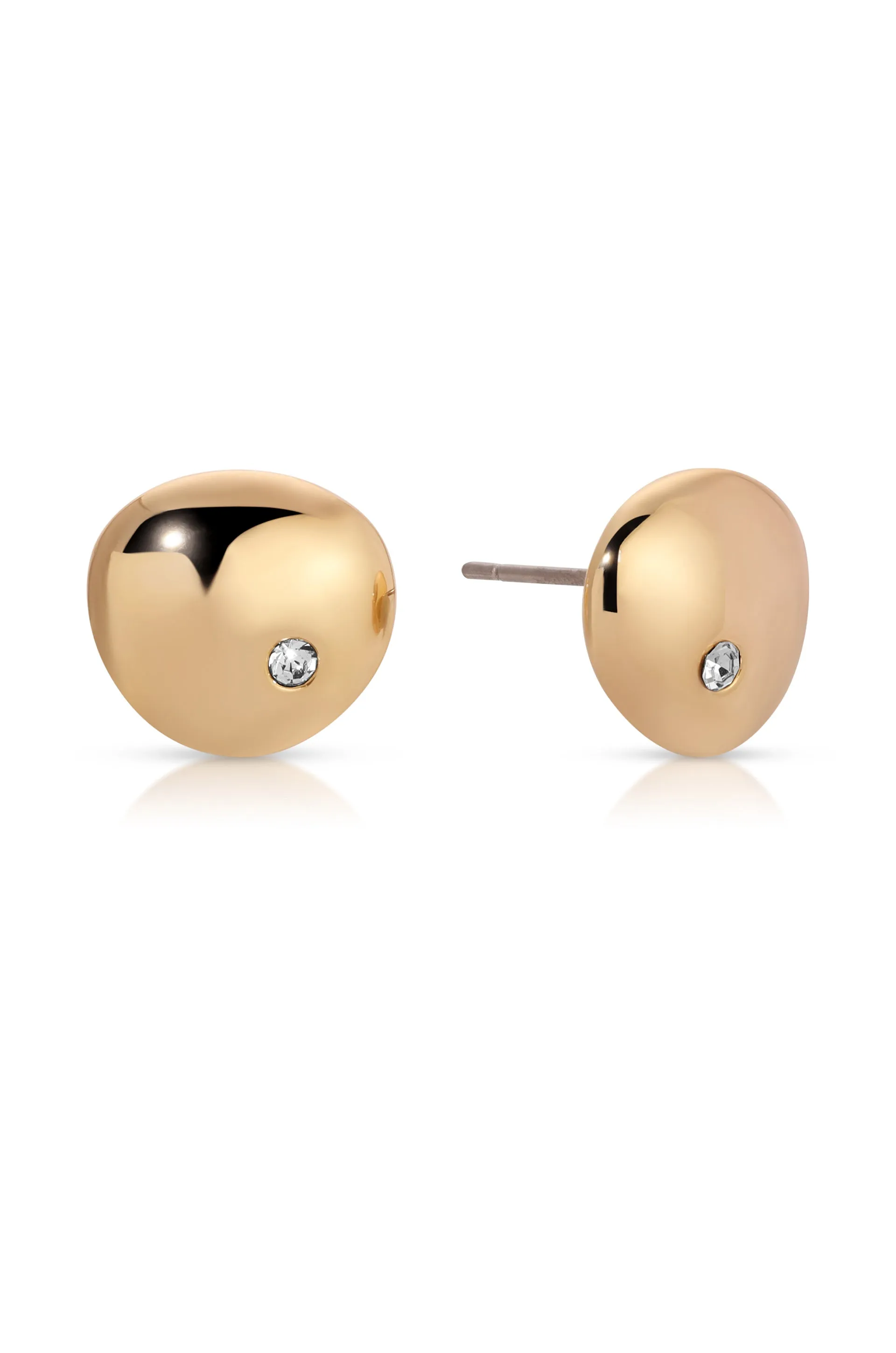 Polished Pebble Single Crystal Stud Earrings