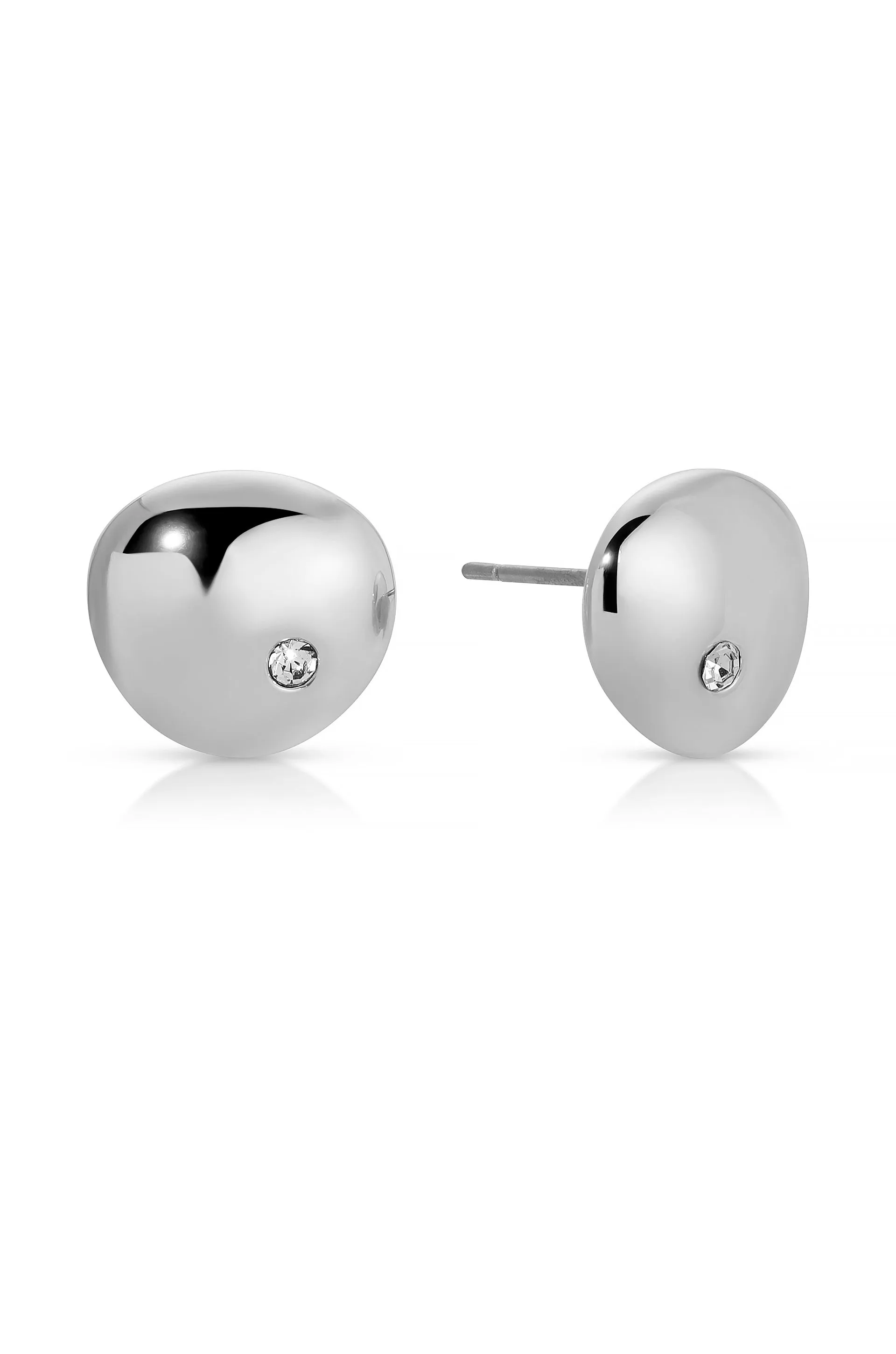 Polished Pebble Single Crystal Stud Earrings