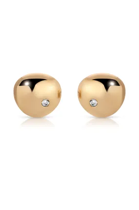 Polished Pebble Single Crystal Stud Earrings